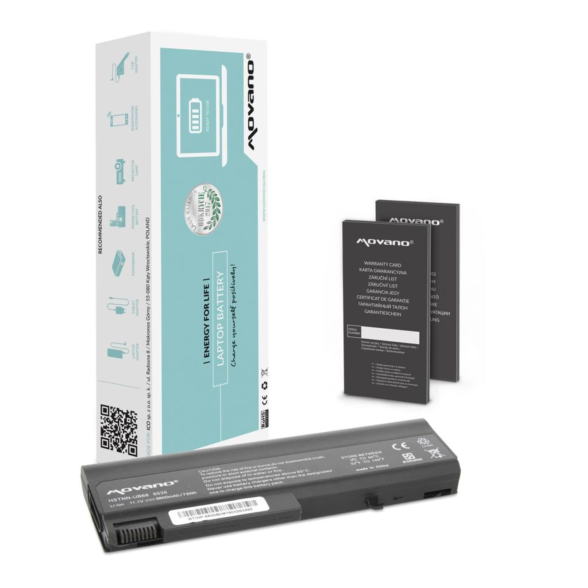 

Bateria Movano do HP 6530b, 6735b, 6930p (6600mAh)