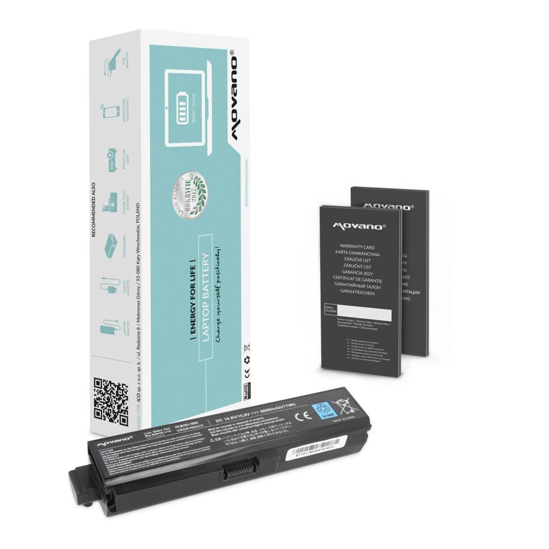 

Bateria Movano do Toshiba L700, L730, L750 (6600mAh)
