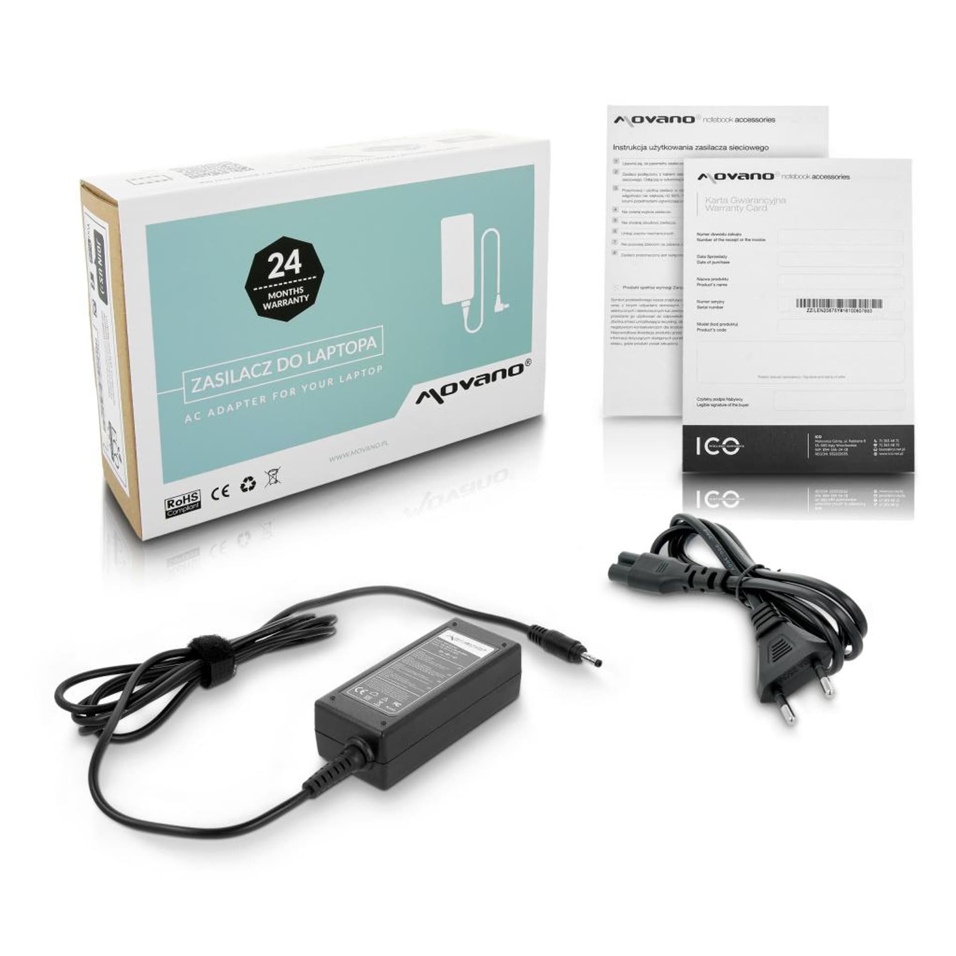 

Zasilacz Movano 19.5v 2.05a (4.0x1.7) 40W do HP, Compaq, Toshiba, 4.0x1.7) 40w do hp/compaq/toshib