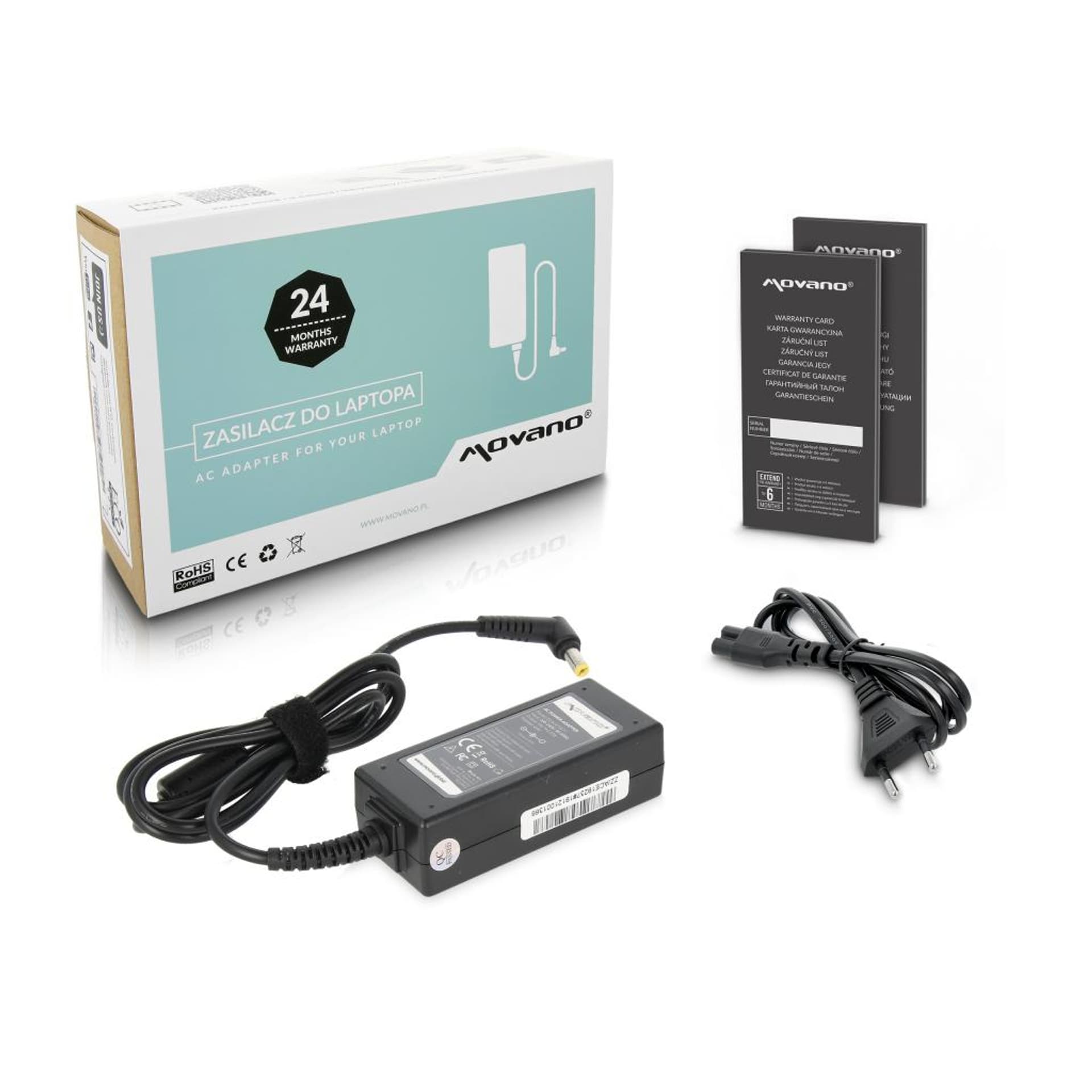 

Zasilacz Movano 19v 2.37a (5.5x1.7) 45W do Acer, 5.5x1.7) 45w do ace