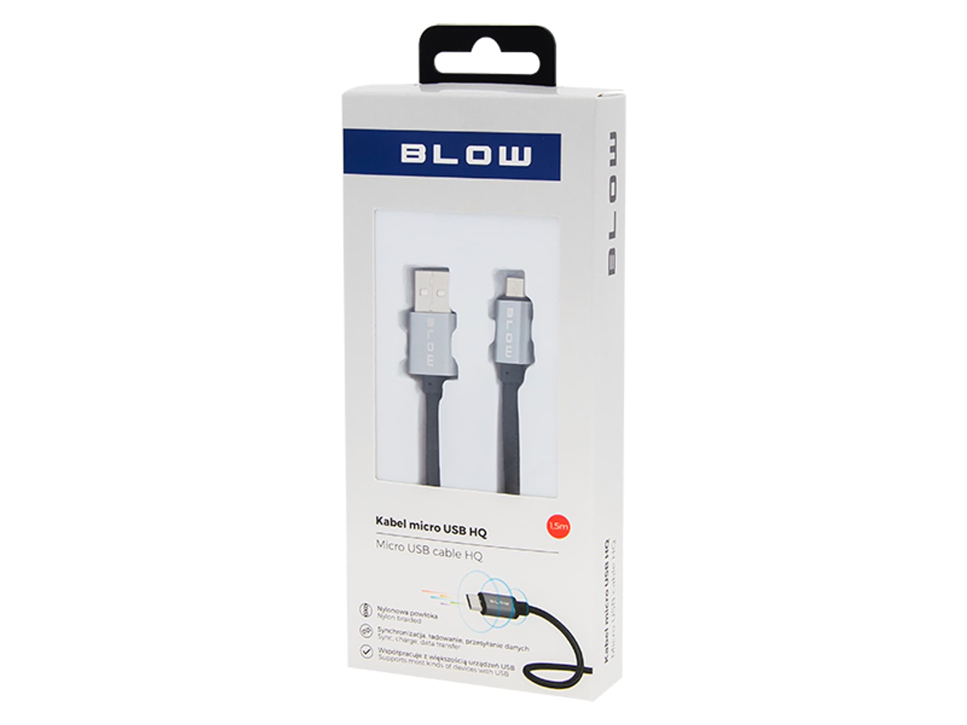 

66-081# Przył.usb a - micro b 1,5m plec-metal bl