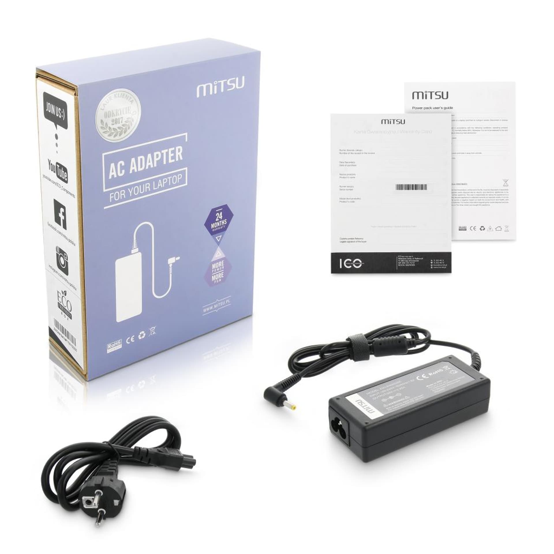 

Zasilacz Mitsu 20v 3.25a (4.0x1.7) 65W do Lenovo, 4.0x1.7) 65w do lenov
