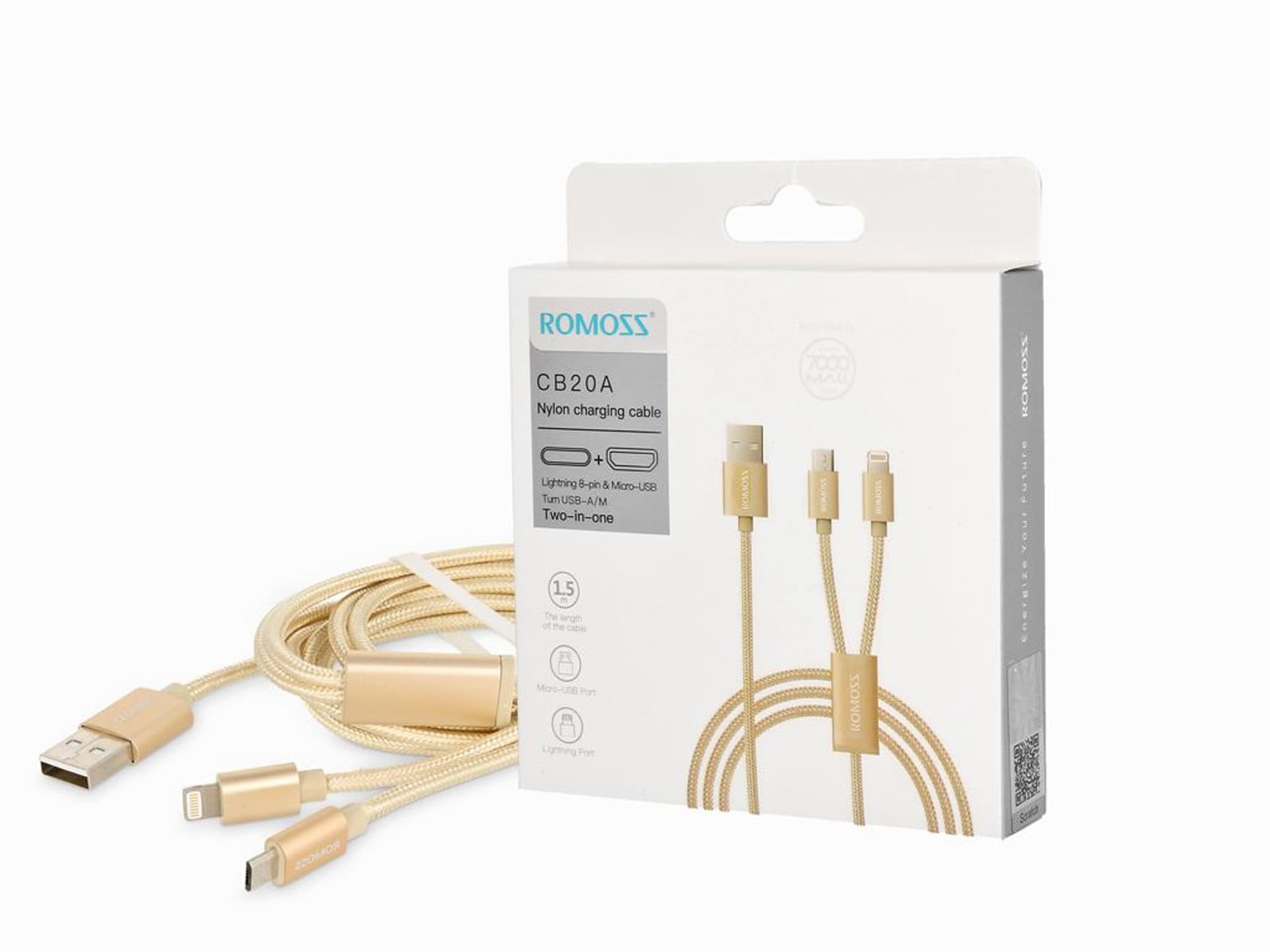 

Kabel ROMOSS - 2w1 Lightning + Micro USB (ładowanie, komunikacja)