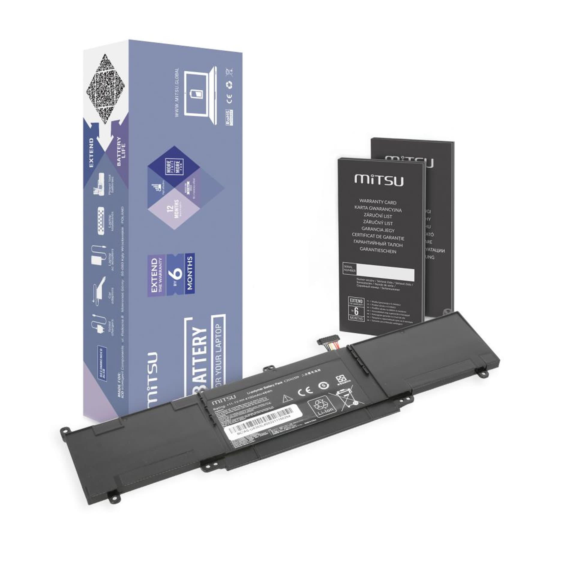

Bateria Mitsu do Asus Zenbook UX303L, TP300L