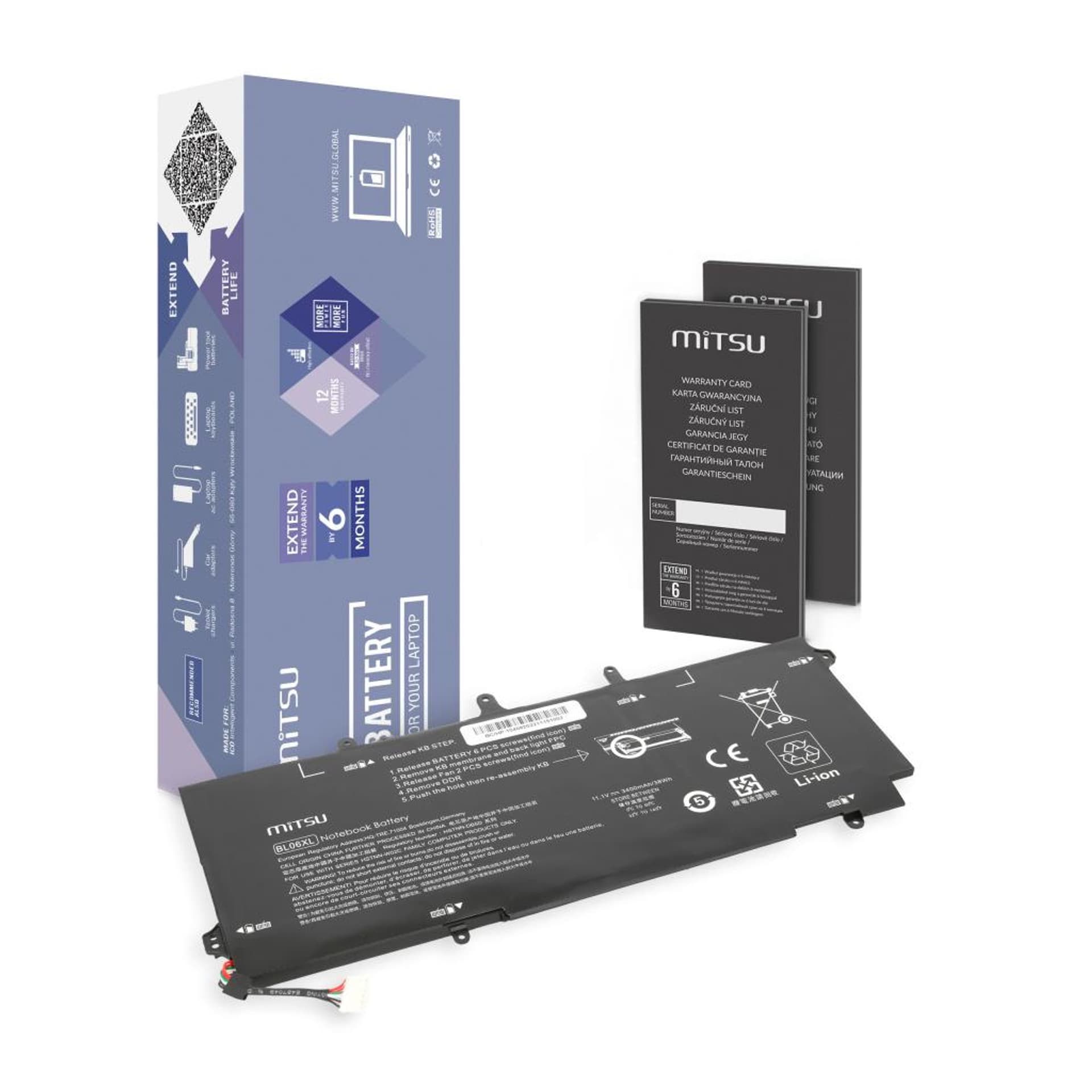 

Bateria Mitsu do HP EliteBook Folio 1040 G1, G2