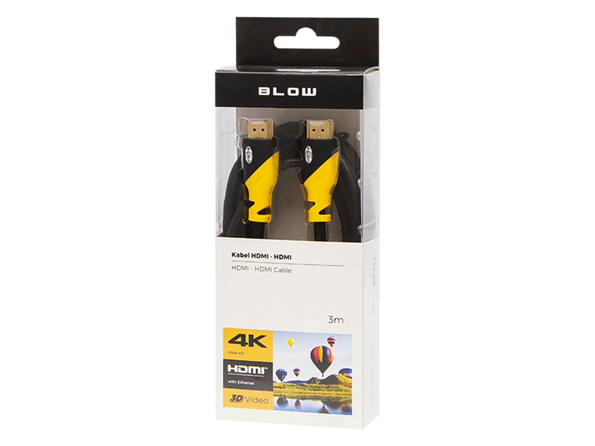 

92-655# Przył.hdmi-hdmi yellow proste 3m 4k