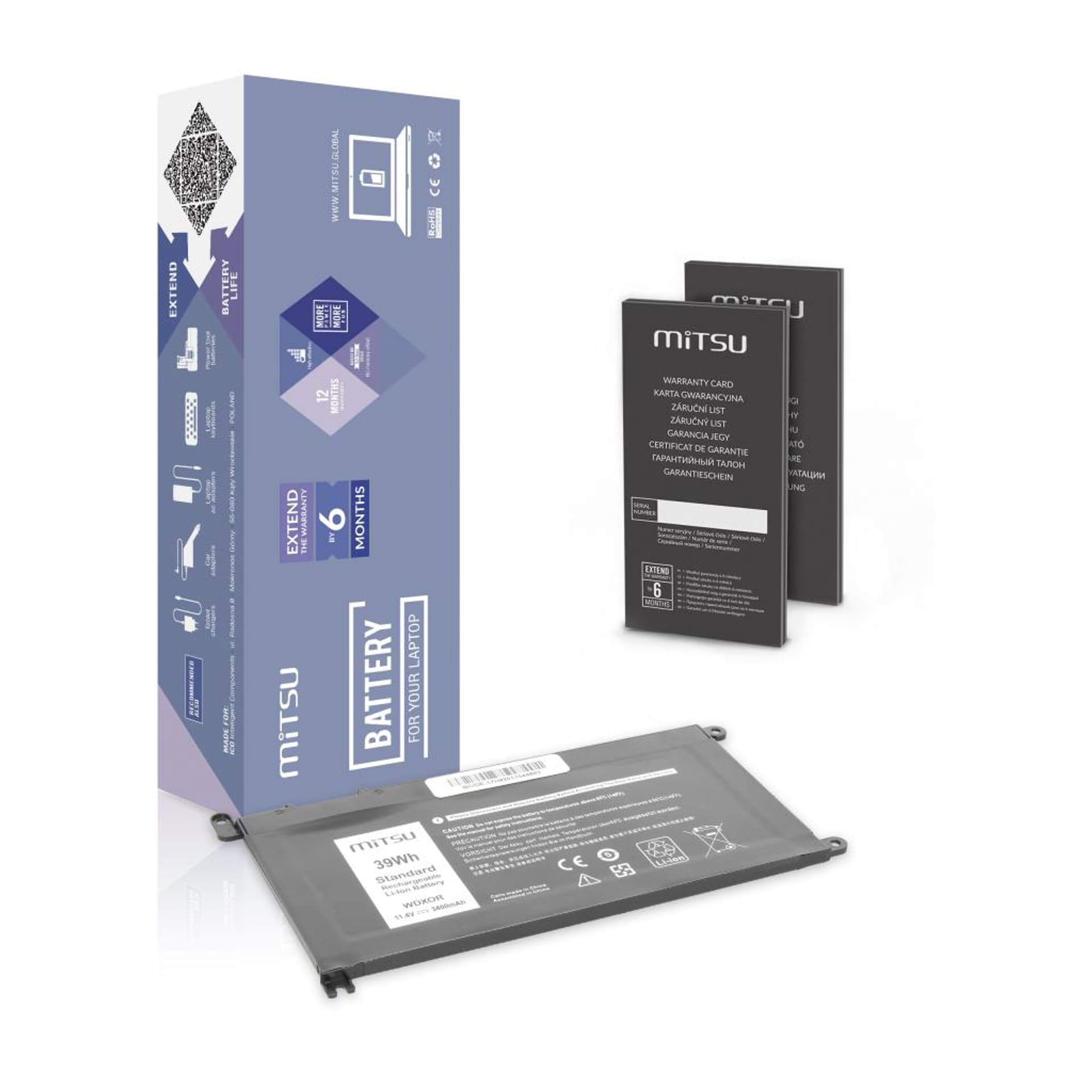 

Bateria Mitsu do Dell Vostro 14 (5468), Inspiron 15 (5568) - 3400mAh, 5568) - 3400ma
