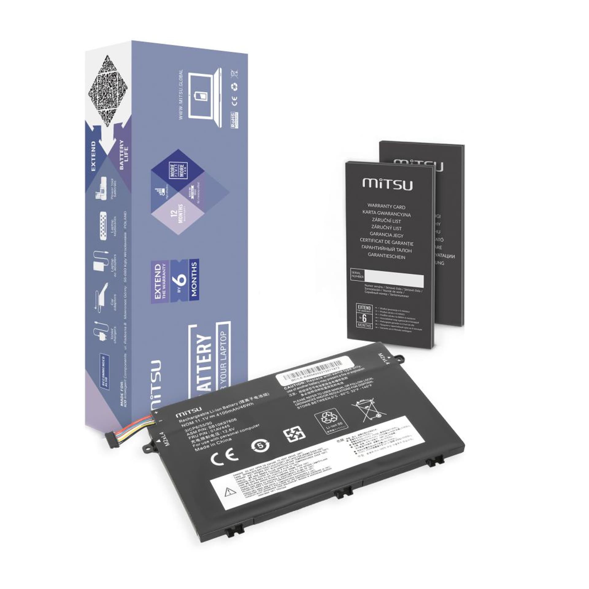 

Bateria Mitsu do Lenovo ThinkPad E480, E580