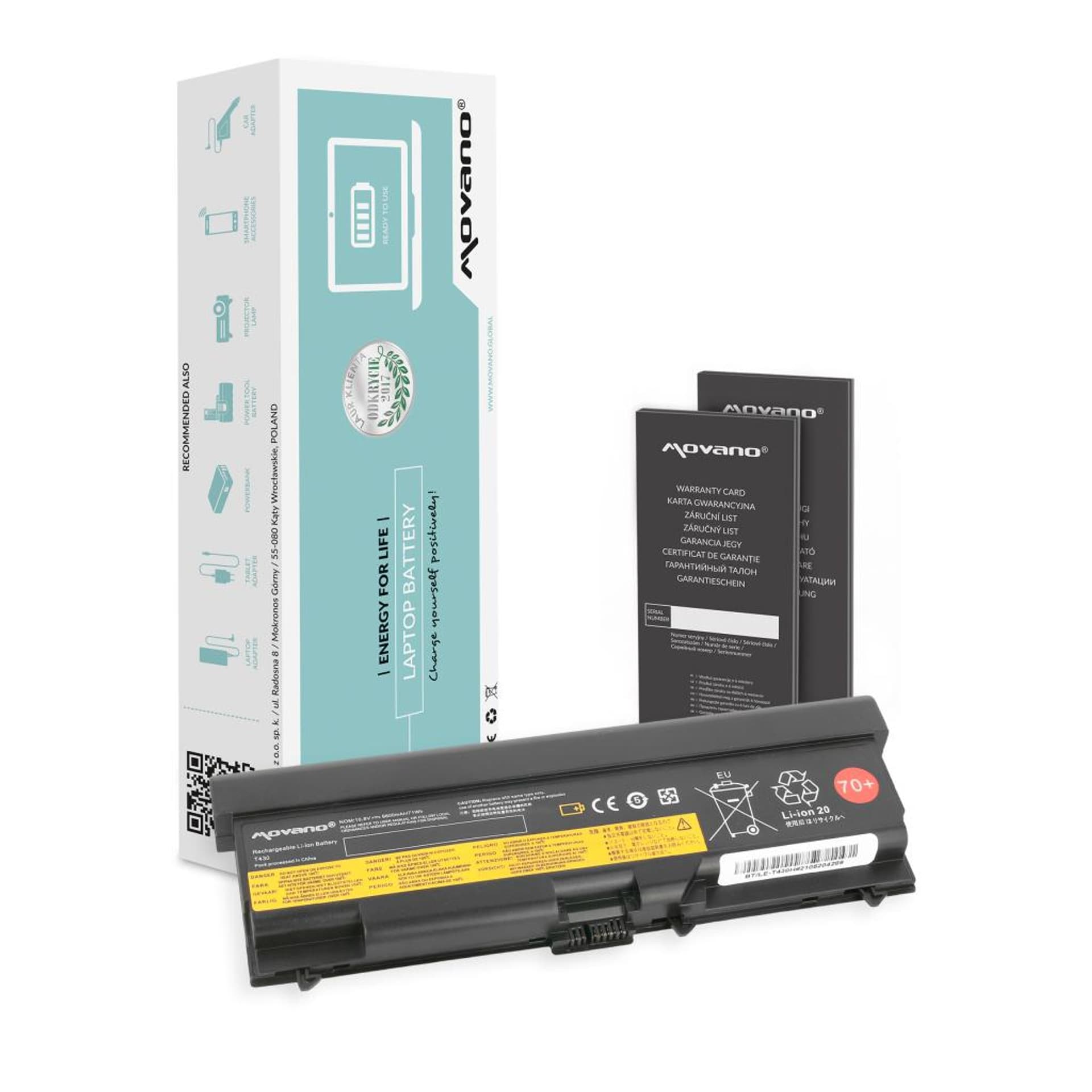 

Bateria Movano do Lenovo ThinkPad T430, T530 (6600mAh)