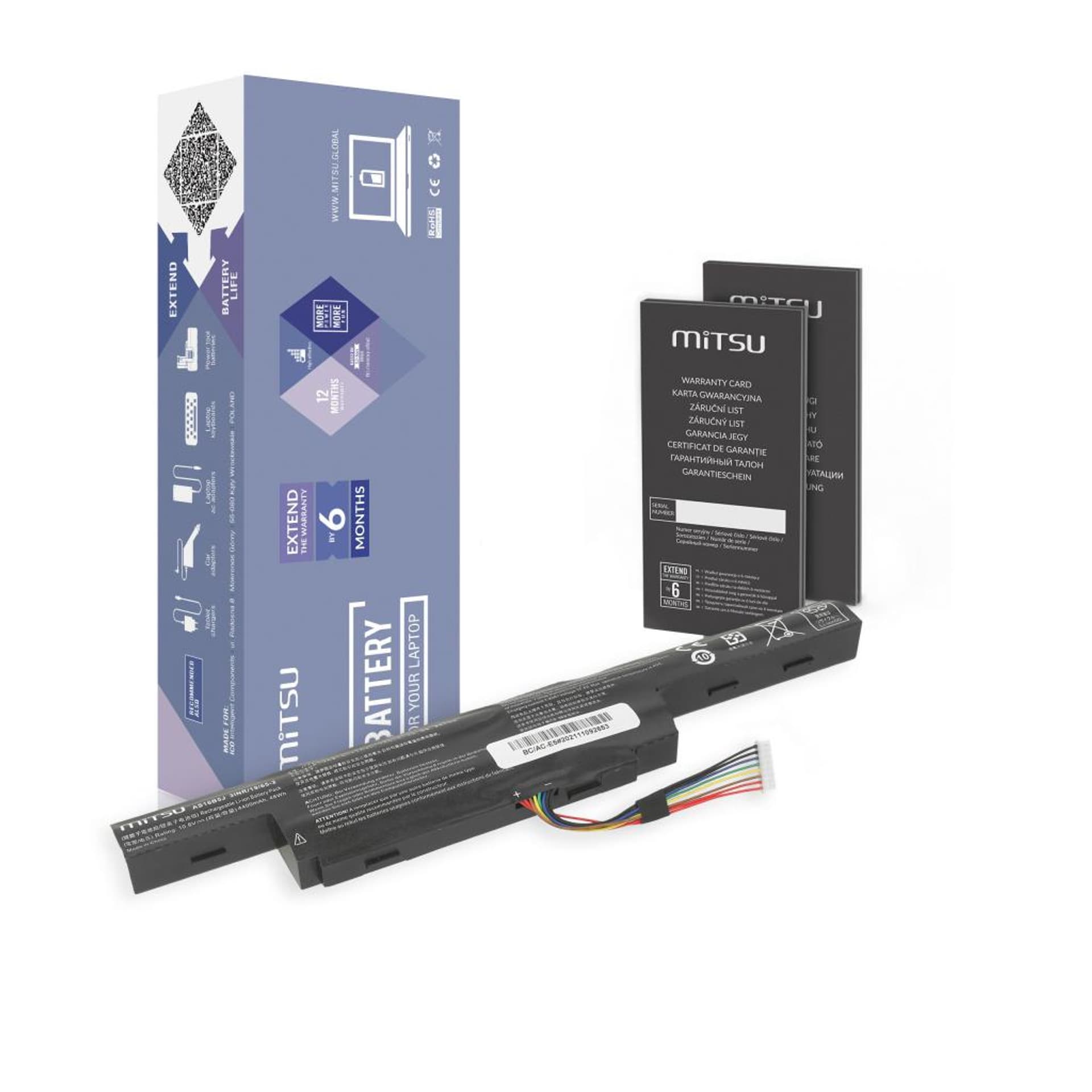 

Bateria Mitsu do Acer Aspire E5-475, E5-575 - 10.8V