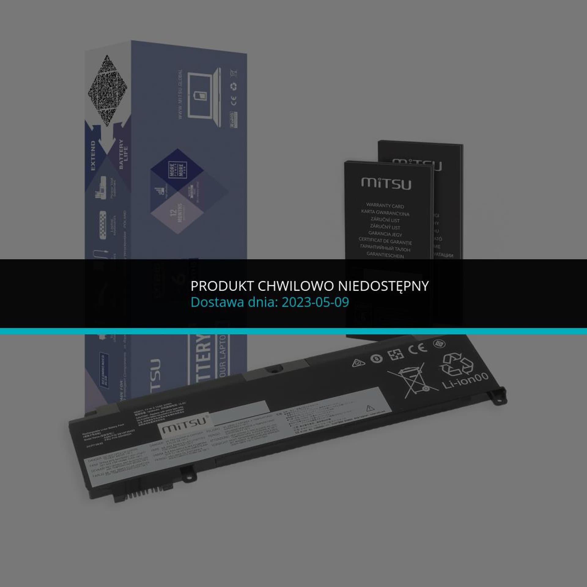 

Bateria Mitsu do Lenovo ThinkPad T460s, T470s - przednia bateria