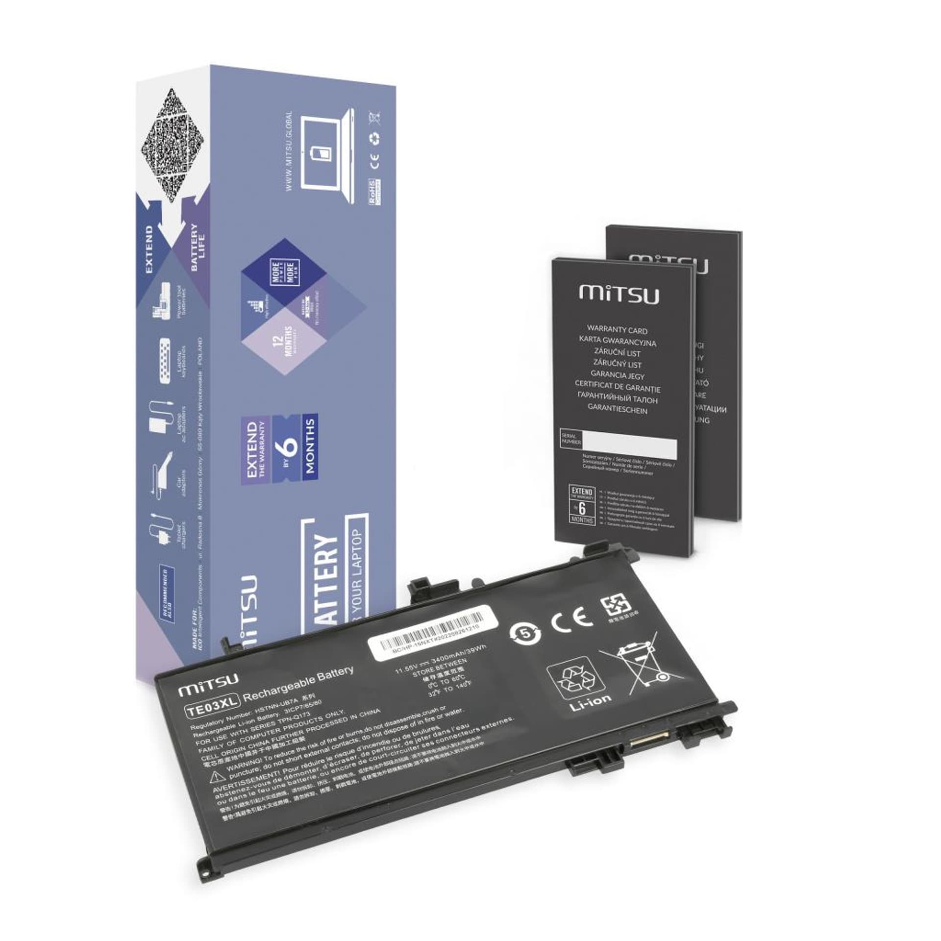 

Bateria Mitsu do HP 240 G7, 250 G7, 340 G5