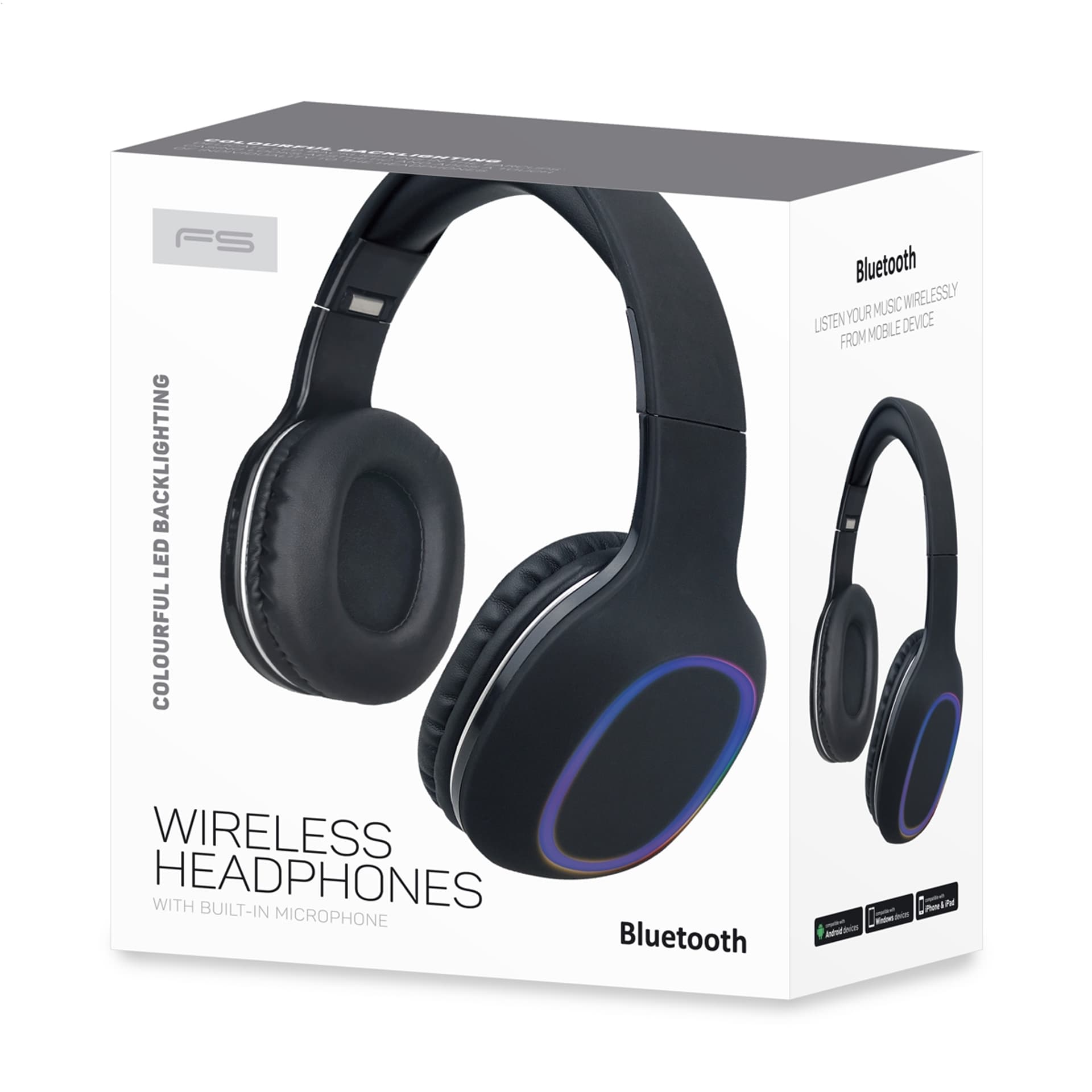 

FREESTYLE HEADSET BLUETOOTH FH0955 LED MIC FM AUX BLACK [45271]