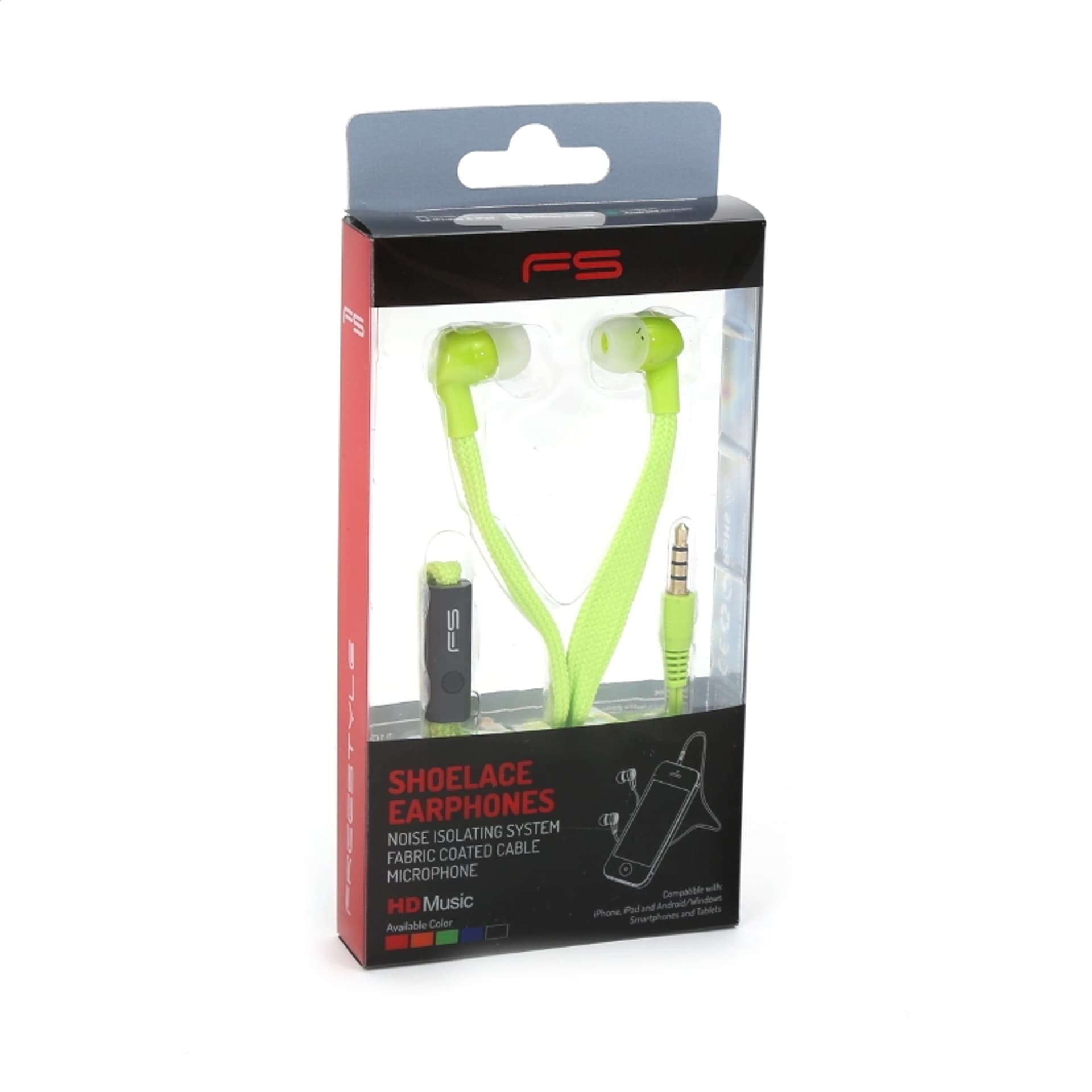 

FREESTYLE SHOELACE EARPHONES + MIC SŁUCHAWKI DOUSZNE Z MIKROFONEM SHOELACE FH2112 GREEN [42778] TE