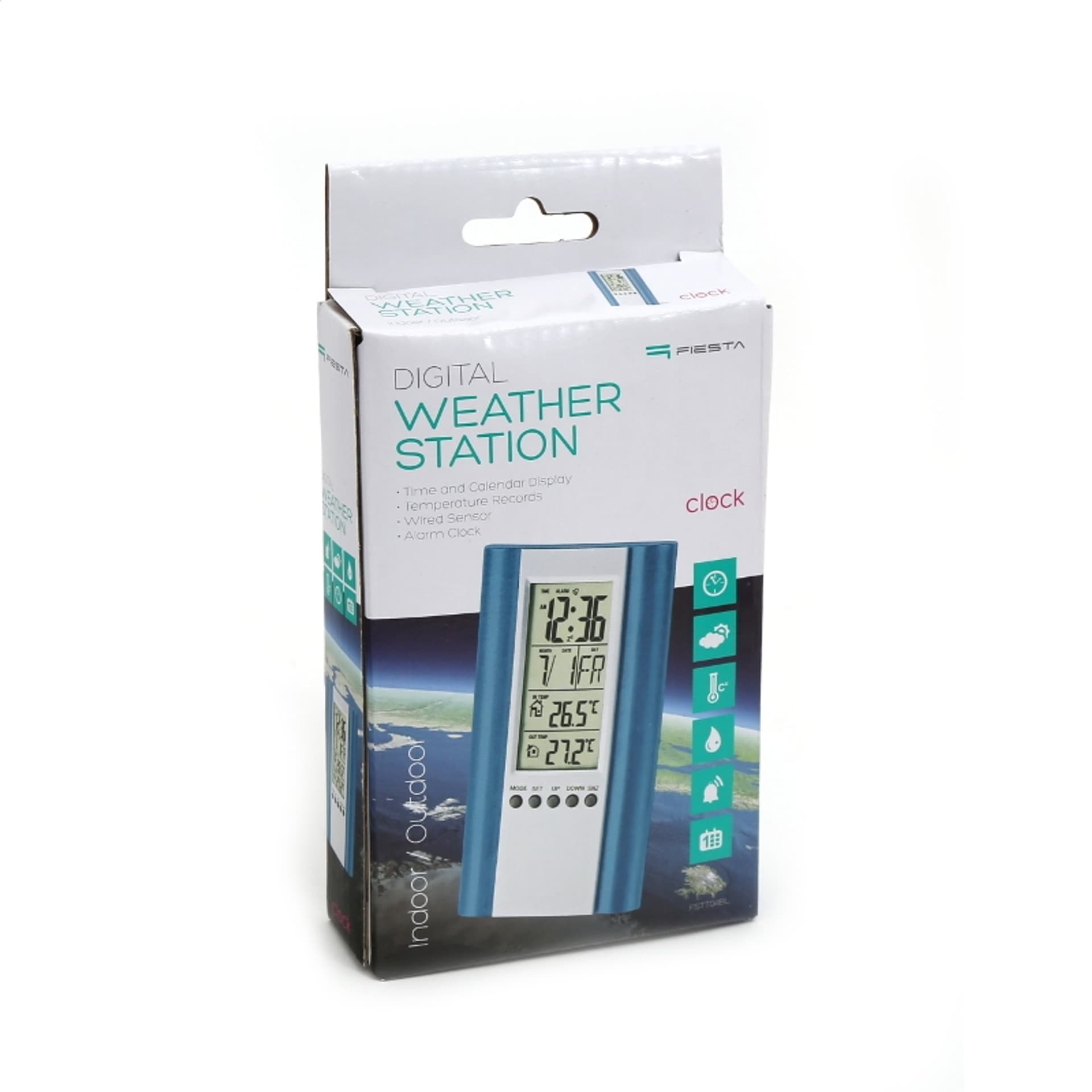 

FIESTA DIGITAL WEATHER STATION LCD WIRED SENSOR STACJA POGODY Z WYŚWIETLACZEM LCD I CZUJNIKIEM PRZEWODOWYM BLUE [43570]