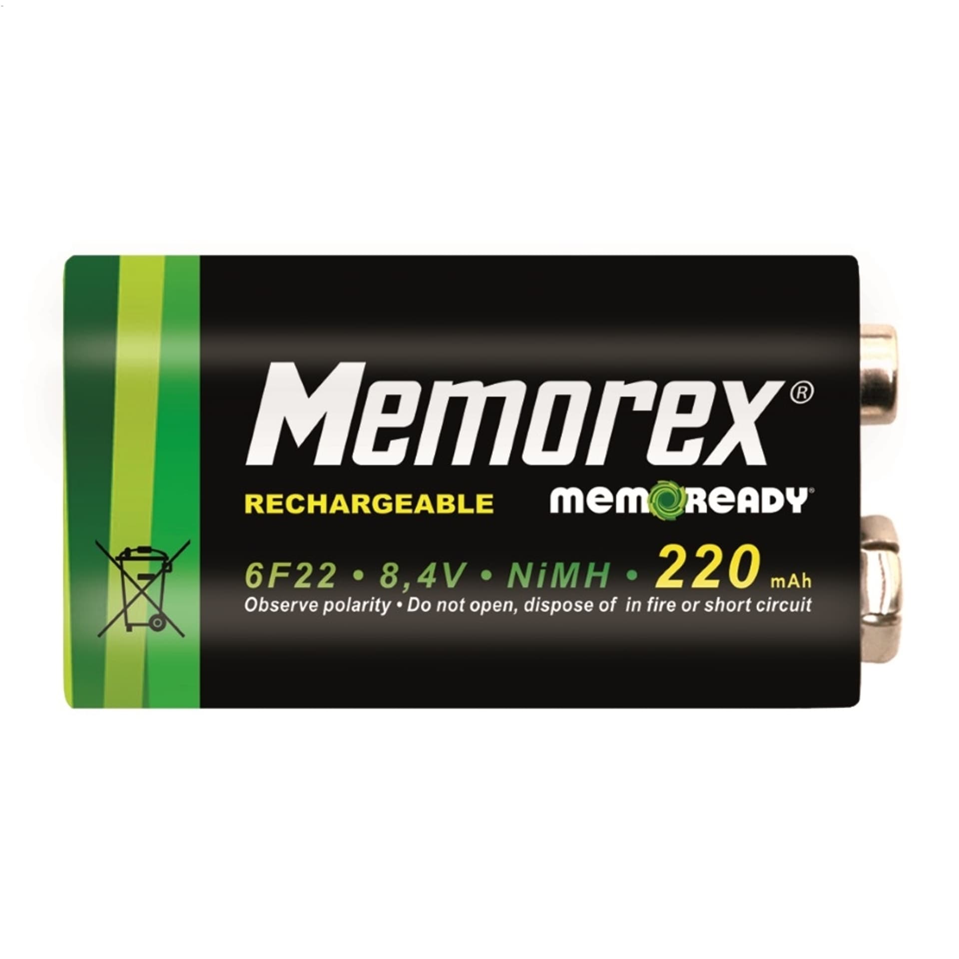 

MEMOREX RECHARGEABLE ACCUMULATOR 220mAh 6F22x1 (9V) x 1 BL Ready NiMH A0050, 9v) x 1 bl ready nimh a005