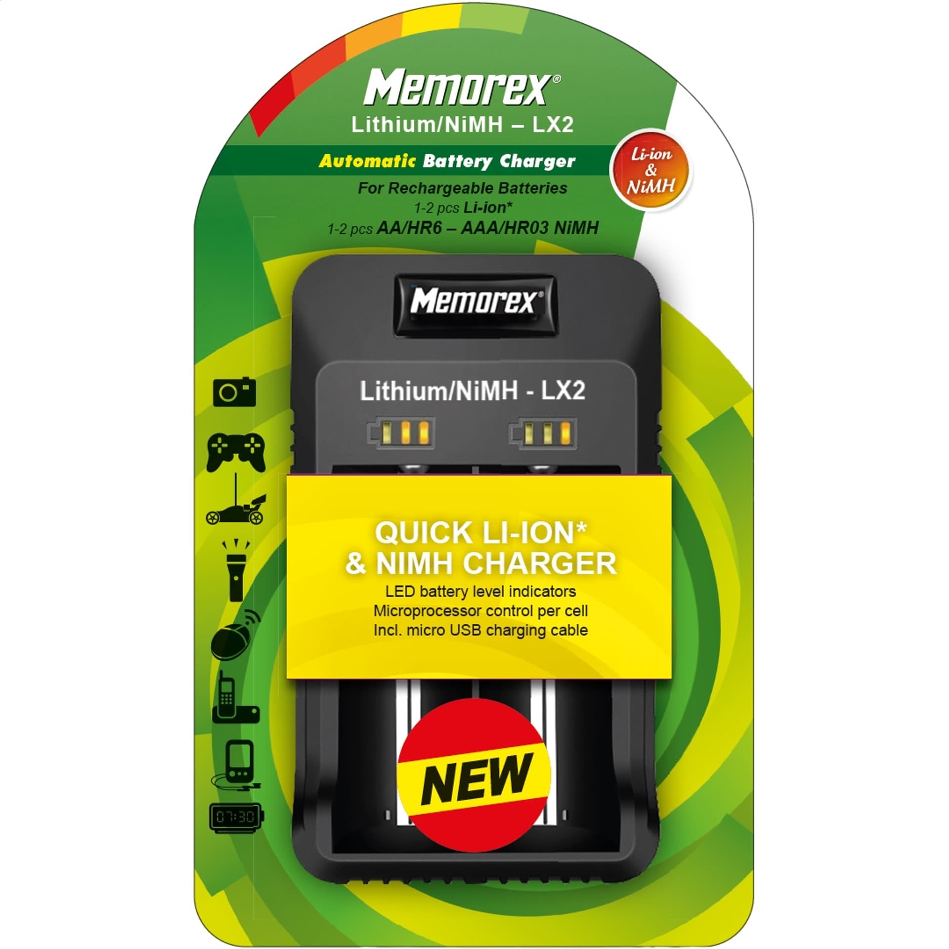 

MEMOREX UNIVERSAL CHARGER LI-ION / NI-MH LX2 2-POS A2344