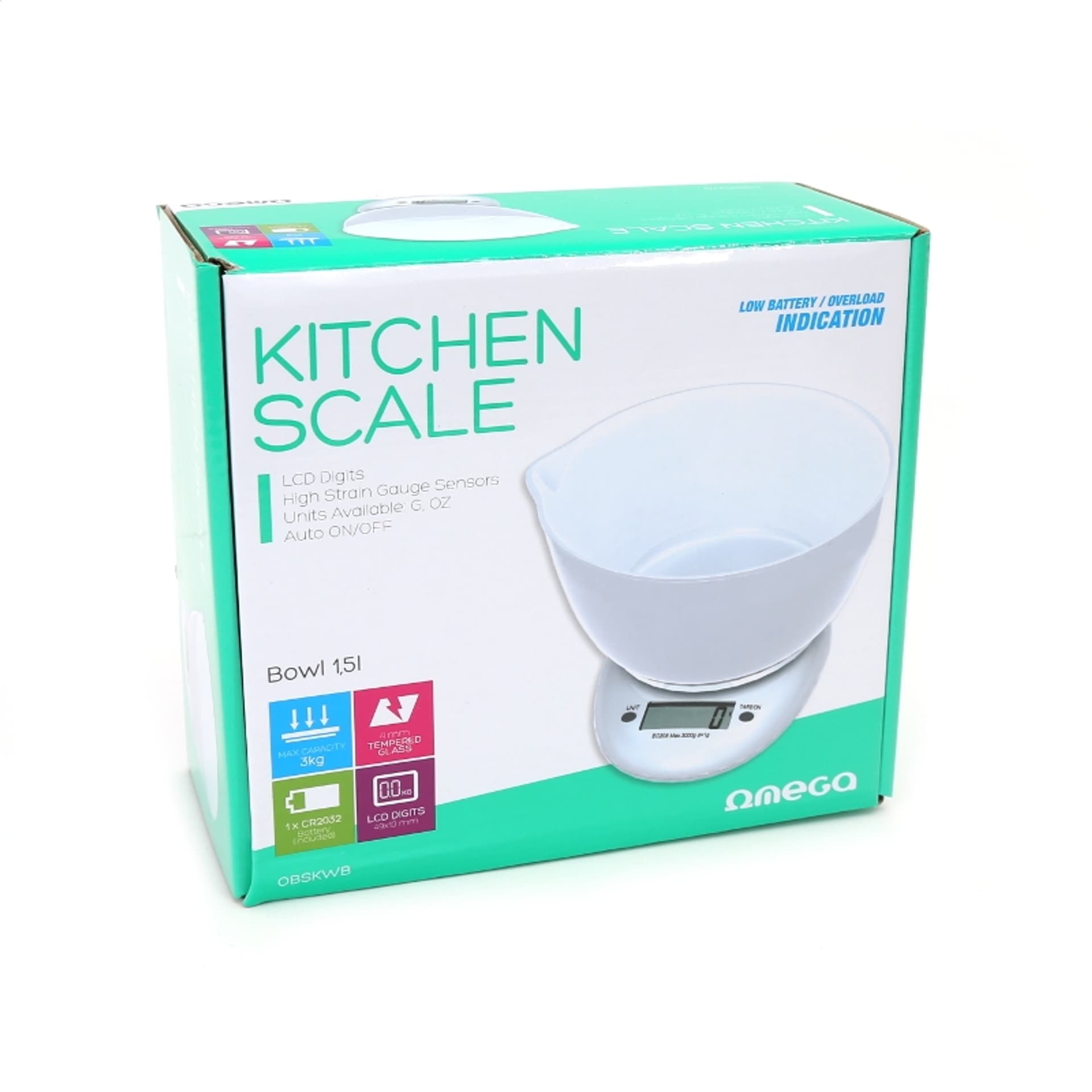 

OMEGA KITCHEN SCALE WHITE WITH BOWL 43147