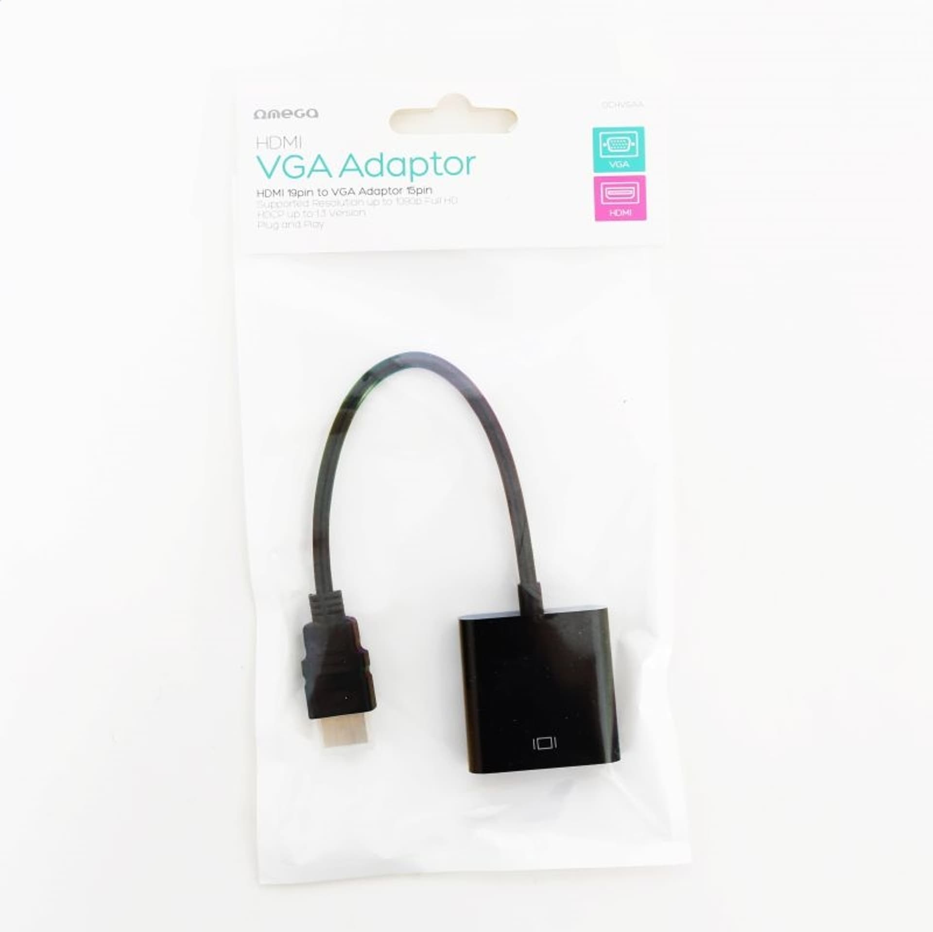 

OMEGA HDMI TO VGA ADAPTOR ADAPTER HDMI DO VGA BLACK [44322] TE