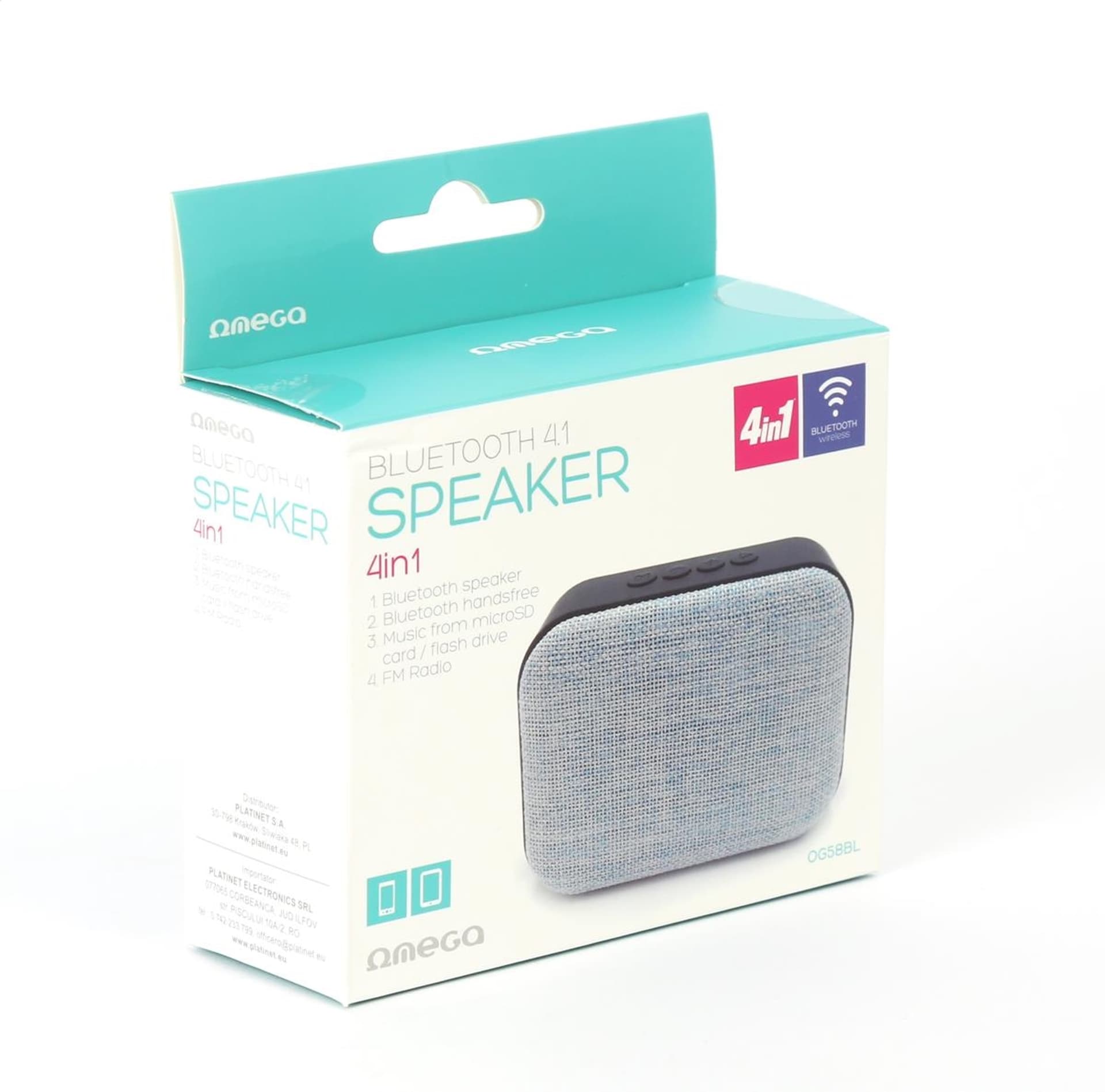 

OMEGA SPEAKER GŁOŚNIK BLUETOOTH V4.1 FABRIC BLUE RMS 5W [44331] TE