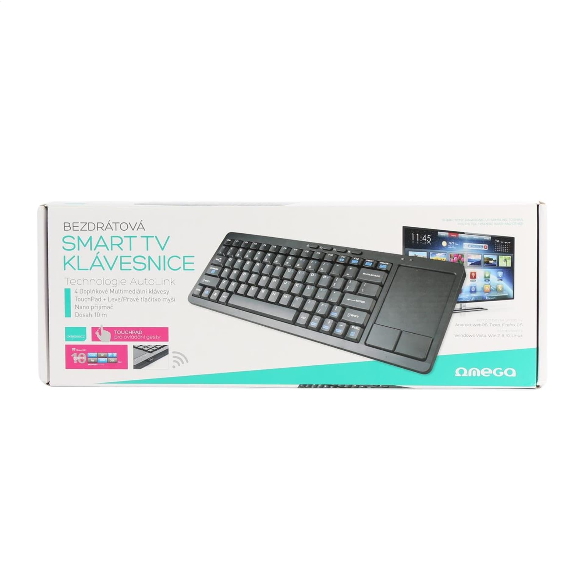 

OMEGA KEYBOARD KLAWIATURA BEZPRZEWODOWA WIRELESS US FOR SMART TV + TOUCHPAD CZ BLACK [44422]