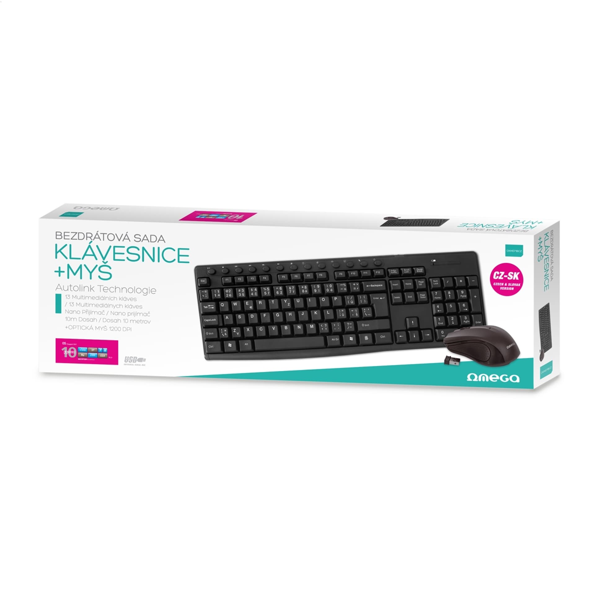 

OMEGA KEYBOARD CZ MOUSE ZESTAW BEZPRZEWODOWY KLAWIATURA MYSZ M-MEDIA W-LESS SET 2.4GHZ BLACK [44440]