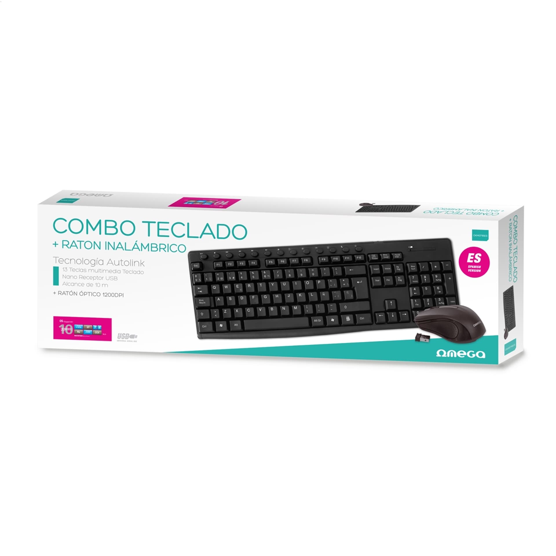 

OMEGA KEYBOARD ES MOUSE ZESTAW BEZPRZEWODOWY KLAWIATURA MYSZ M-MEDIA W-LESS SET 2.4GHZ BLACK [44441]