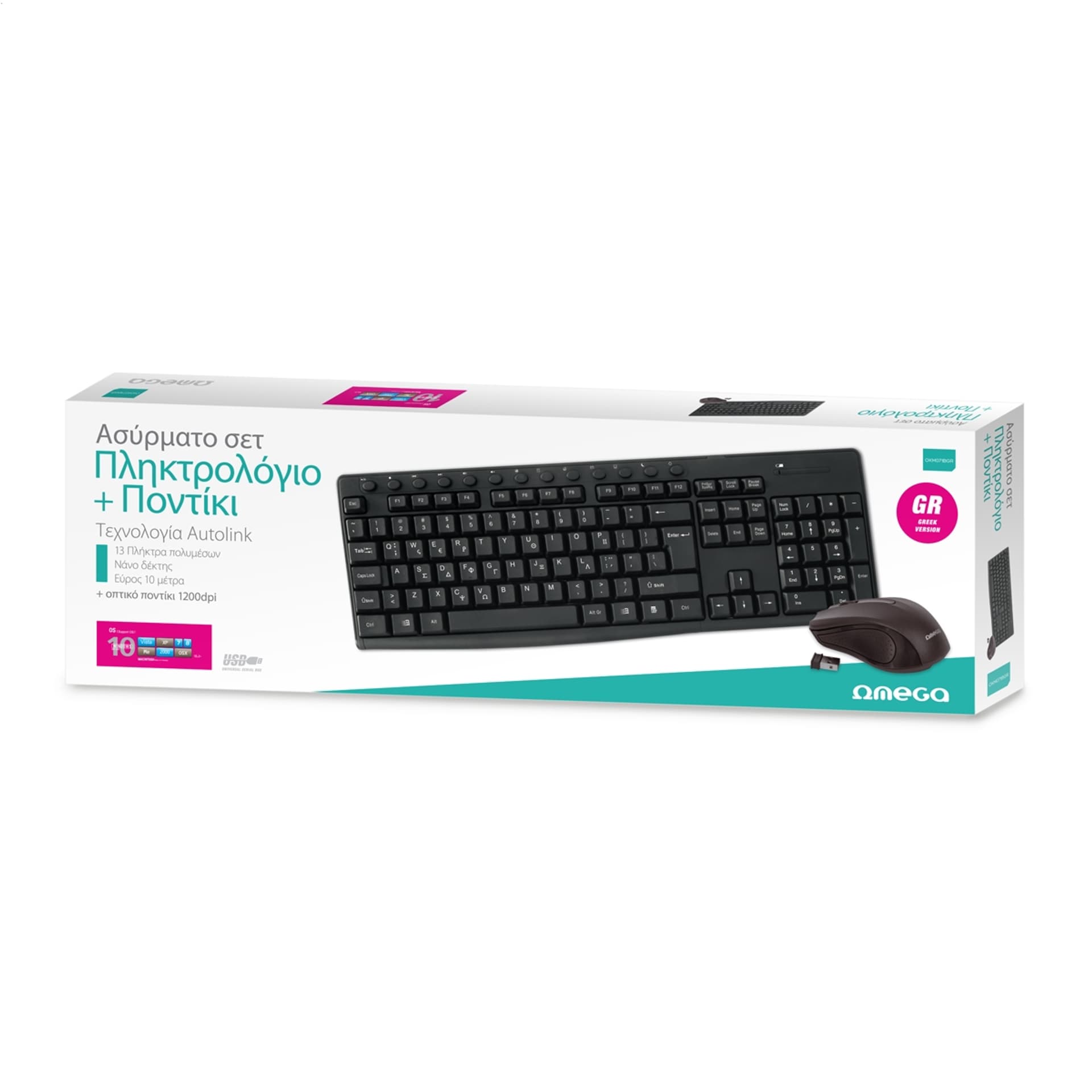 

OMEGA KEYBOARD GR MOUSE ZESTAW BEZPRZEWODOWY KLAWIATURA MYSZ M-MEDIA W-LESS SET 2.4GHZ BLACK [44444]