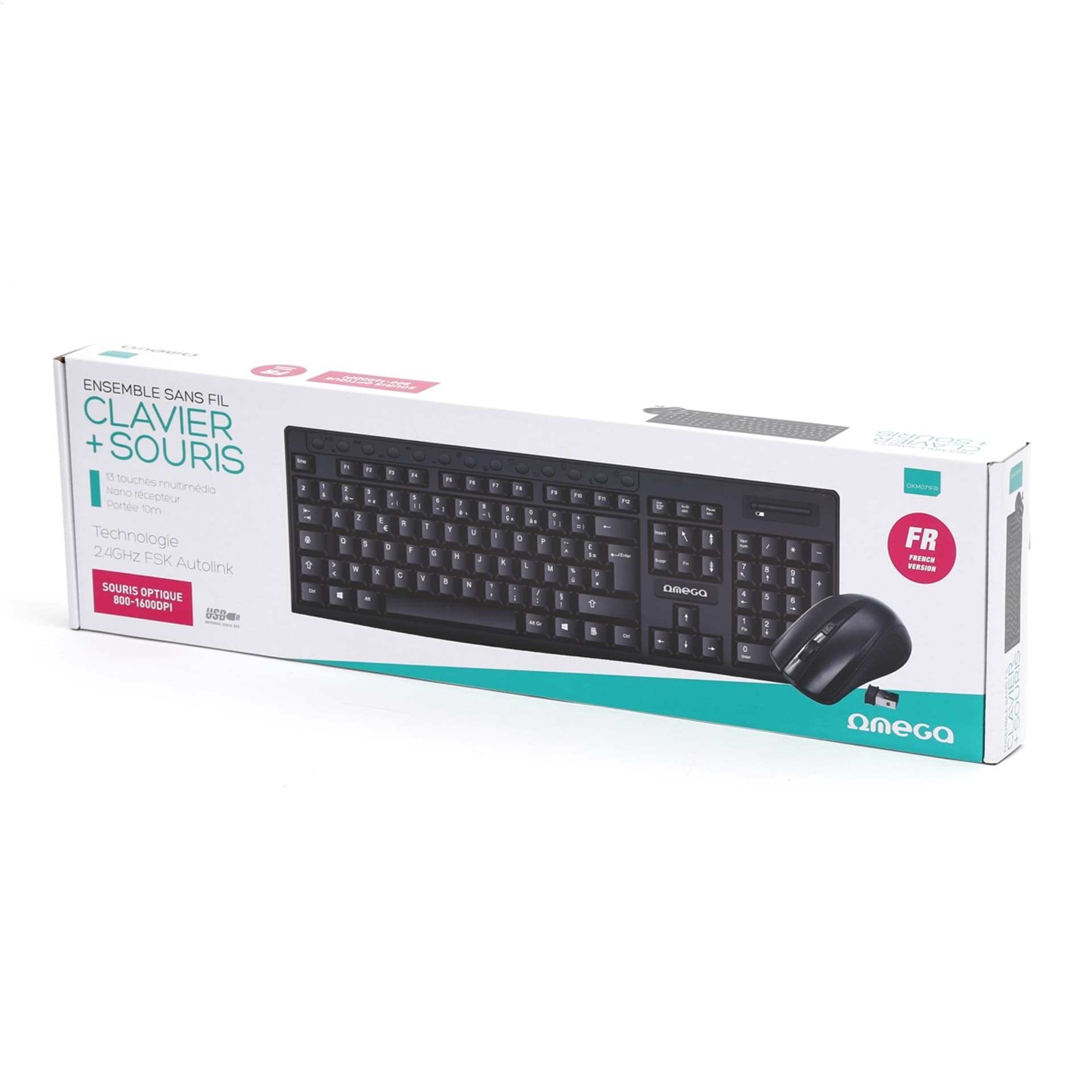 

OMEGA KEYBOARD FR MOUSE ZESTAW BEZPRZEWODOWY KLAWIATURA MYSZ M-MEDIA W-LESS SET 2.4GHZ BLACK [45732]