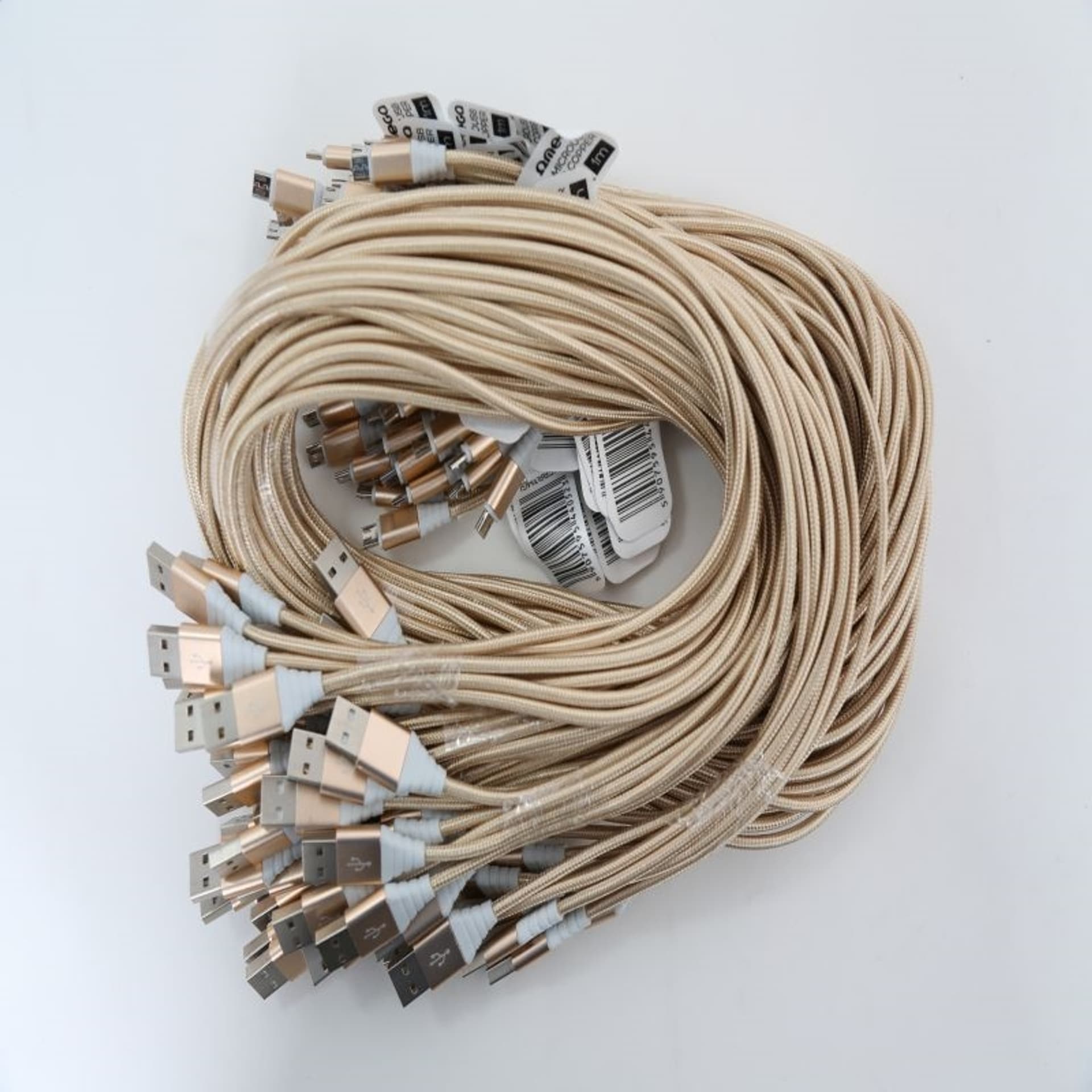 

OMEGA CANTIL FABRIC CABLE KABEL BRAIDED MICRO USB TO USB 2A COPPER POLY 1M GOLD [44052]