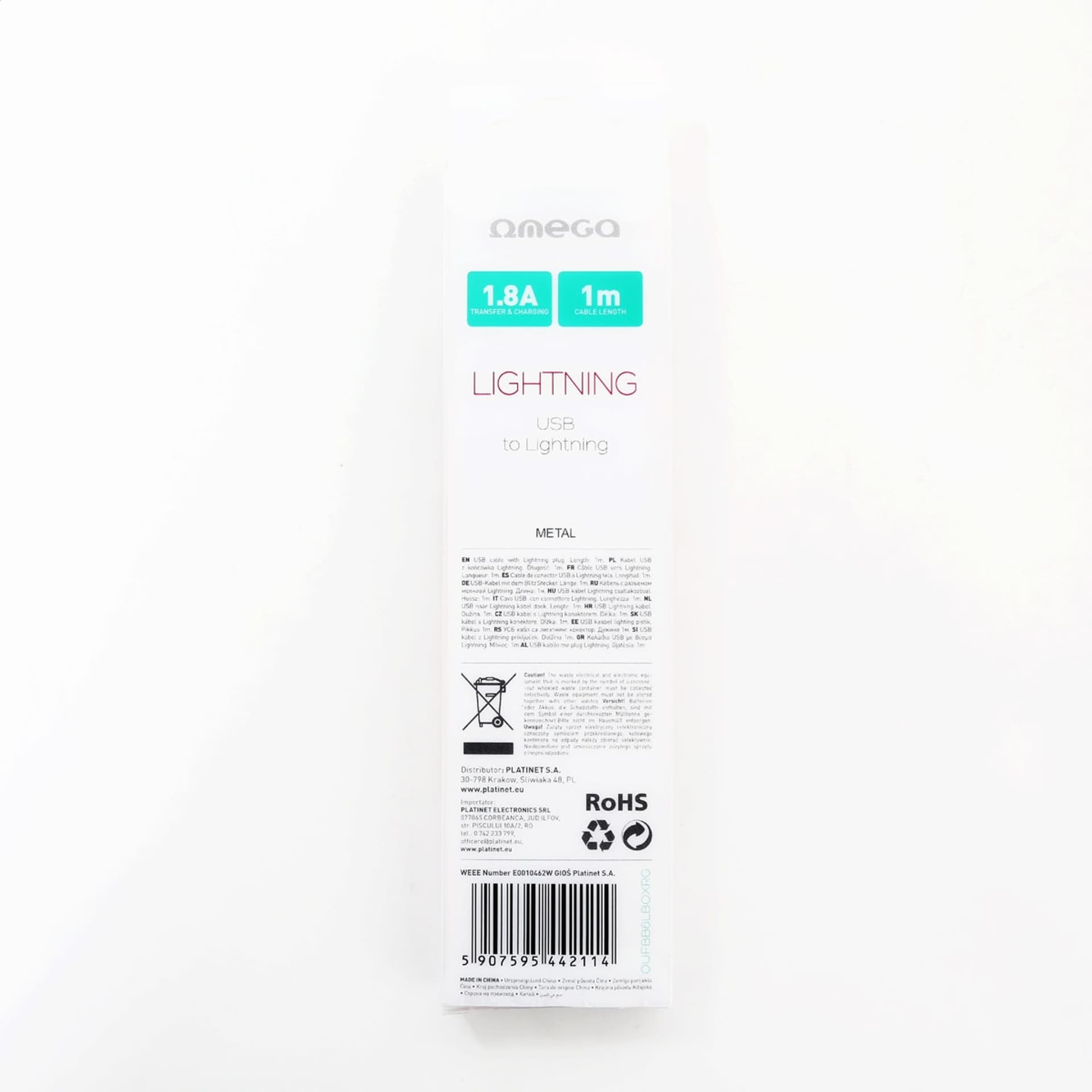 

OMEGA METAL CABLE KABEL LIGHTNING TO USB 1.8A 1M ROSE GOLD [44211]