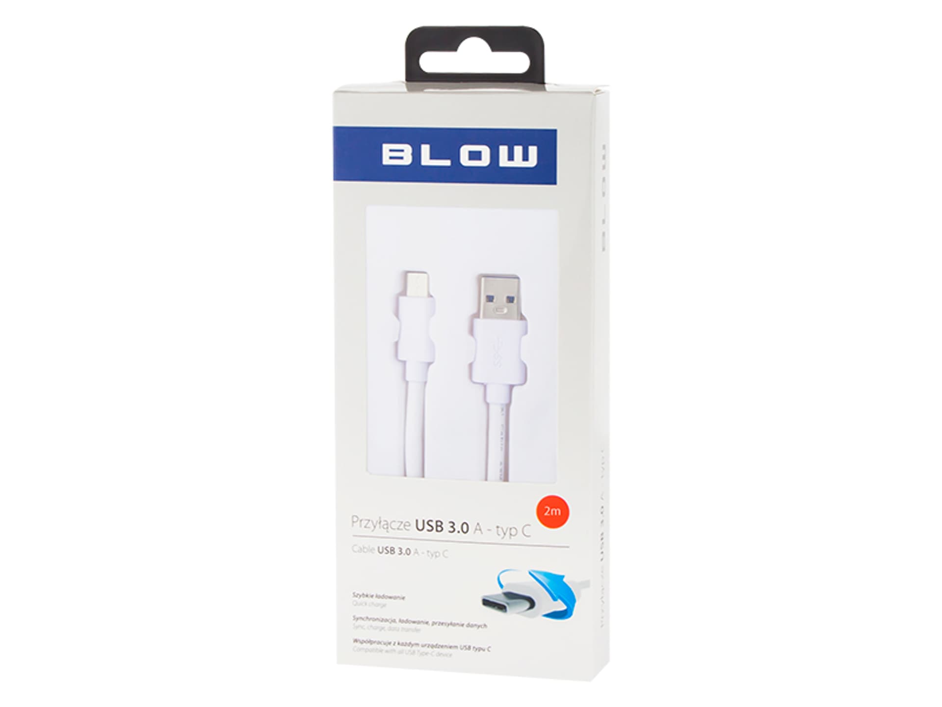 

66-124# Przył.usb 3.0 a - usb-c 2m białe bl