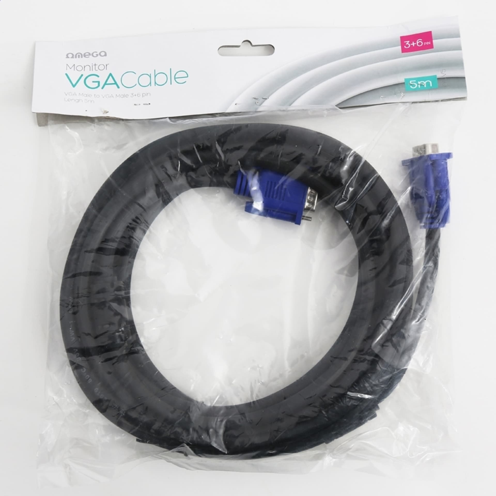 

OMEGA VGA CABLE KABEL 6+3 5M [41141]