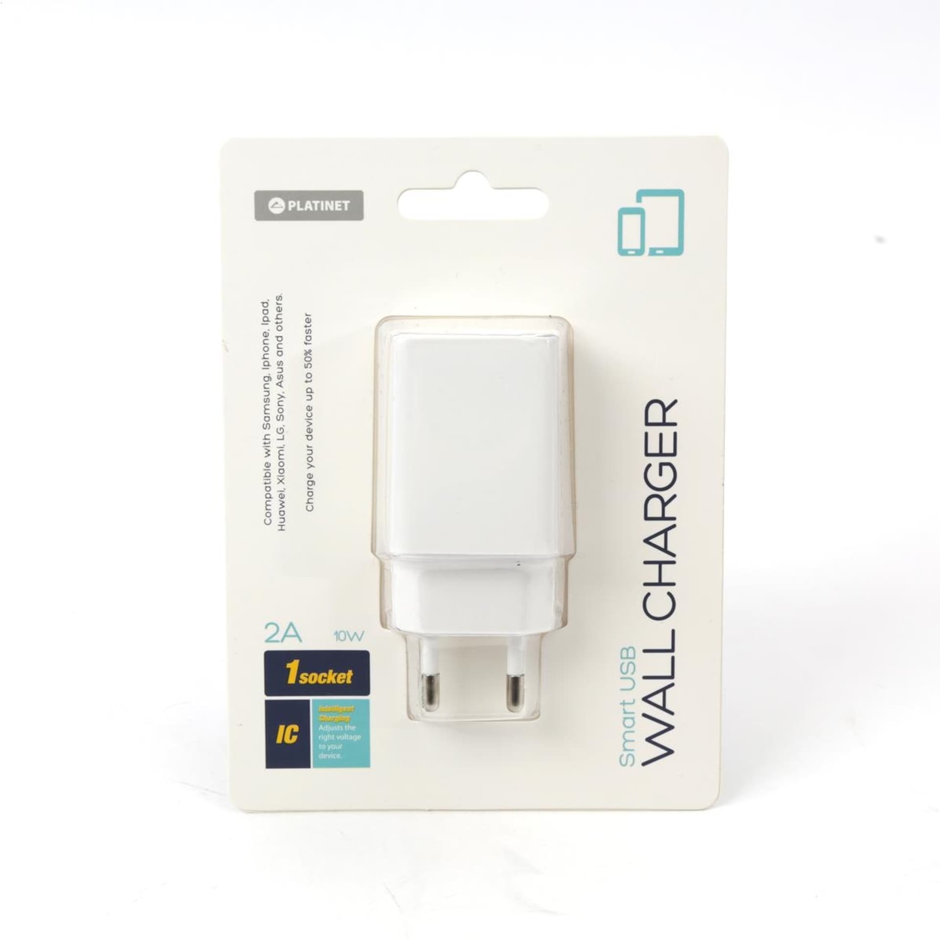 

PLATINET WALL CHARGER ŁADOWARKA ŚCIENNA 1xUSB 2A 10W WHITE [44753]