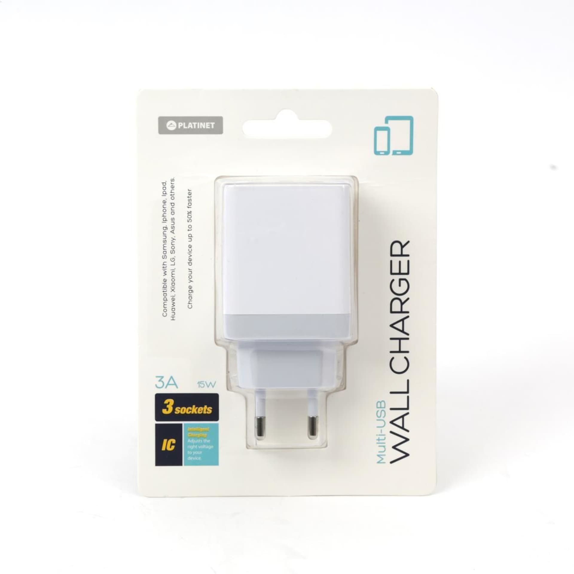 

PLATINET WALL CHARGER ŁADOWARKA ŚCIENNA 3xUSB 3A 15W WHITE [44754]