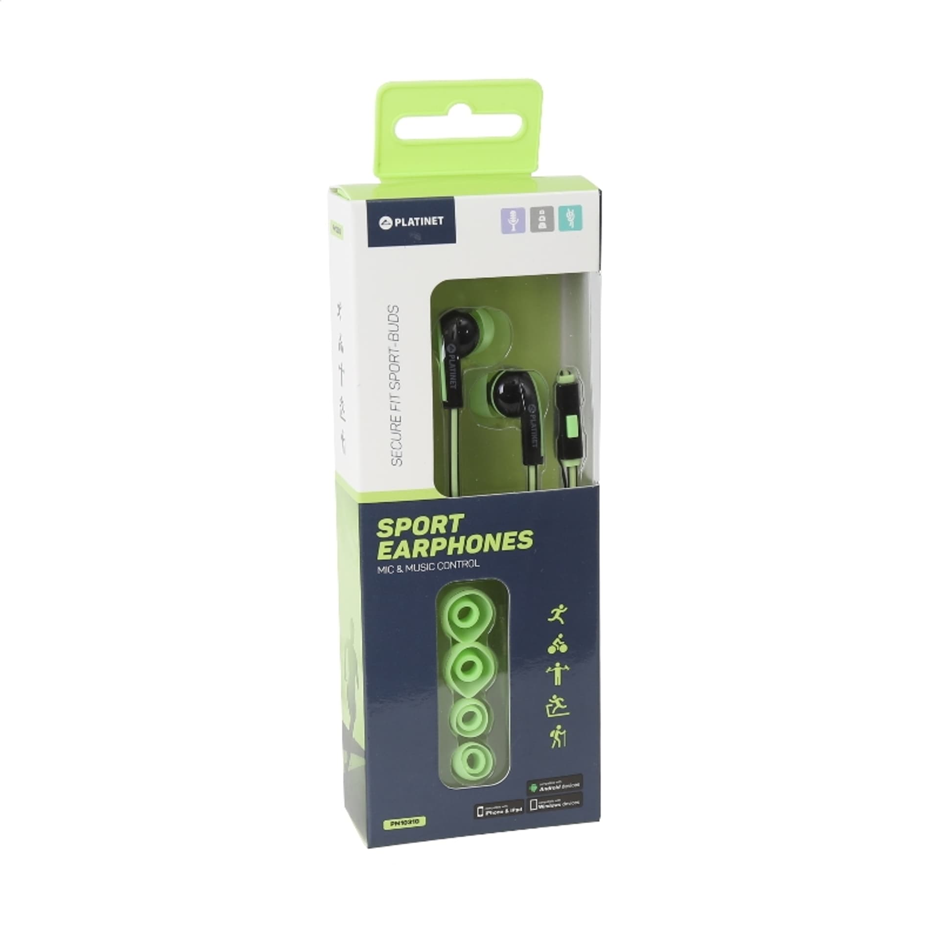 

PLATINET IN-EAR EARPHONES SŁUCHAWKI+ MIC SPORT PM1031 GREEN [42943] TE