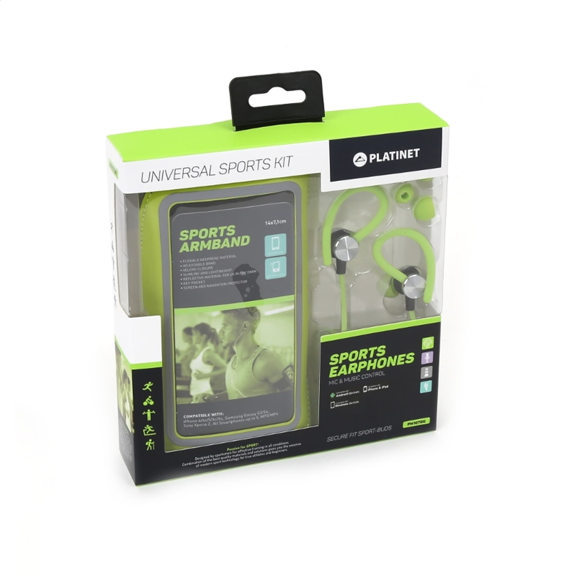 

PLATINET IN-EAR EARPHONES SŁUCHAWKI+ MIC SPORT + ARMBAND PM1070 GREEN [42928] TE