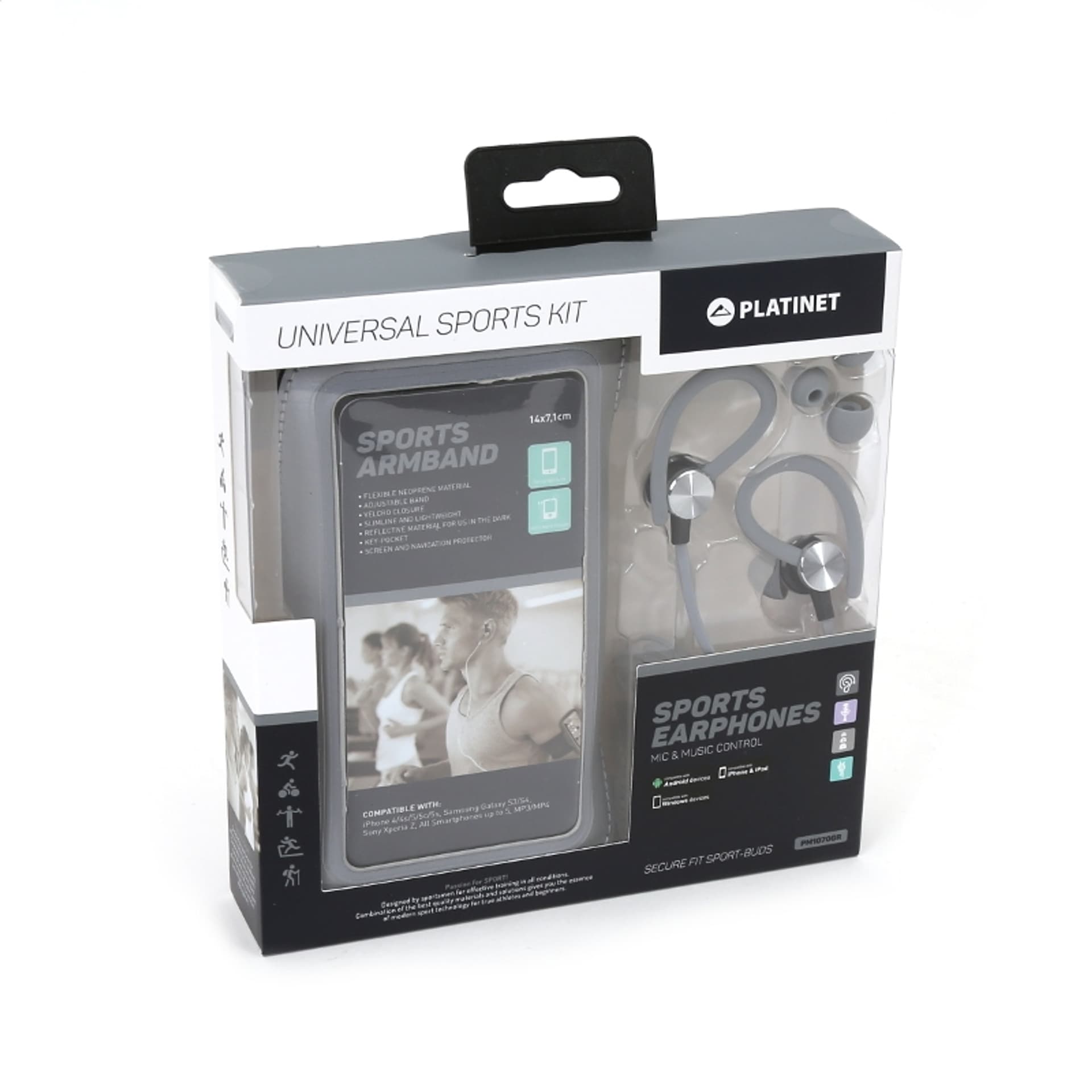 

PLATINET IN-EAR EARPHONES SŁUCHAWKI+ MIC SPORT + ARMBAND PM1070 GREY [42929] TE