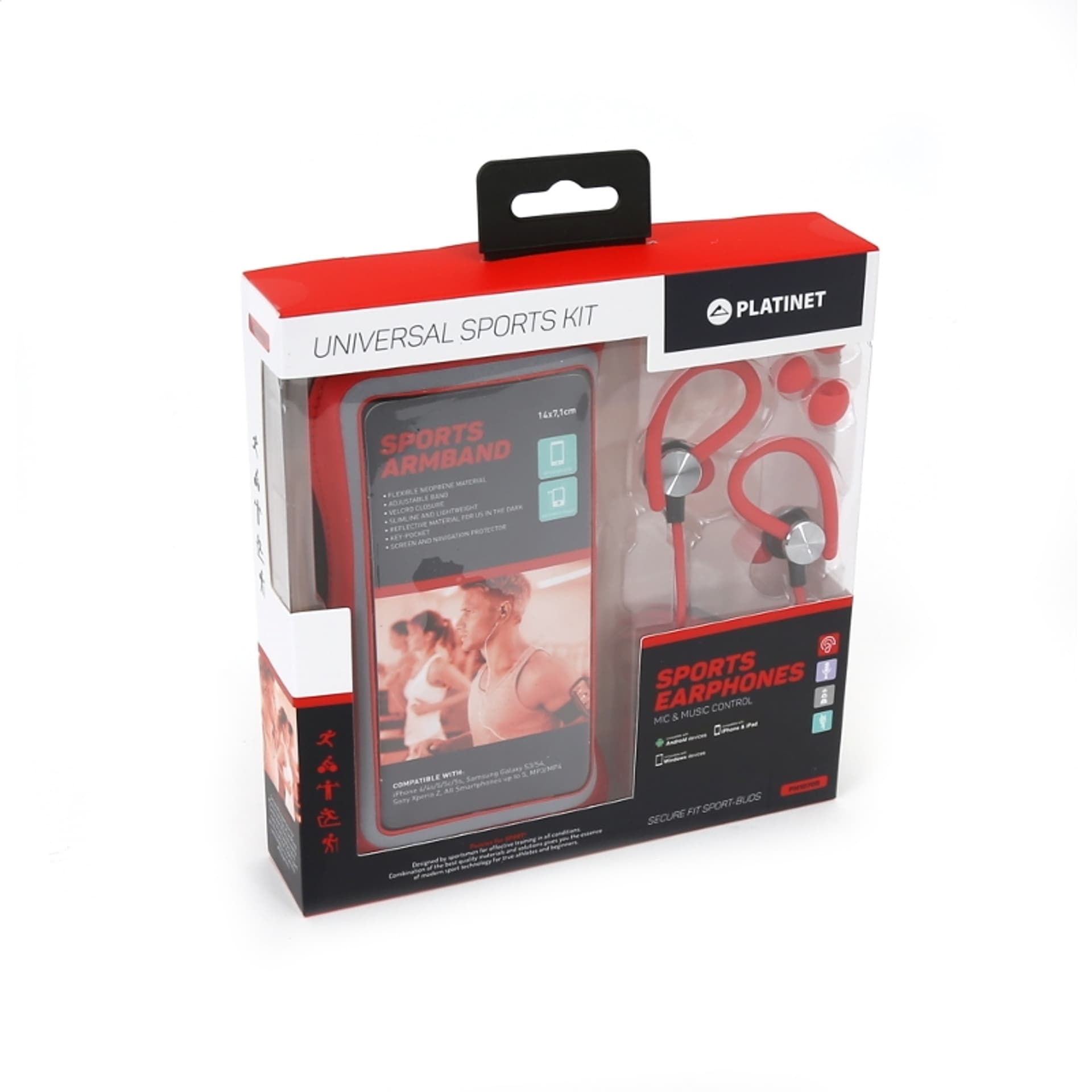 

PLATINET IN-EAR EARPHONES SŁUCHAWKI+ MIC SPORT + ARMBAND PM1070 RED [42930] TE
