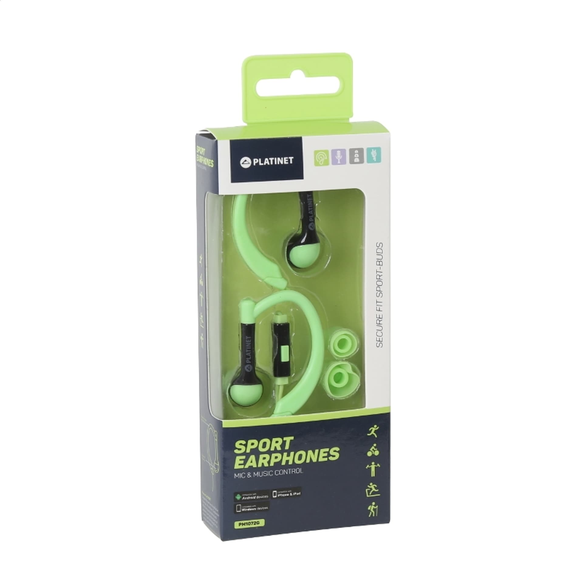 

PLATINET IN-EAR EARPHONES SŁUCHAWKI+ MIC SPORT PM1072 GREEN [42940] TE