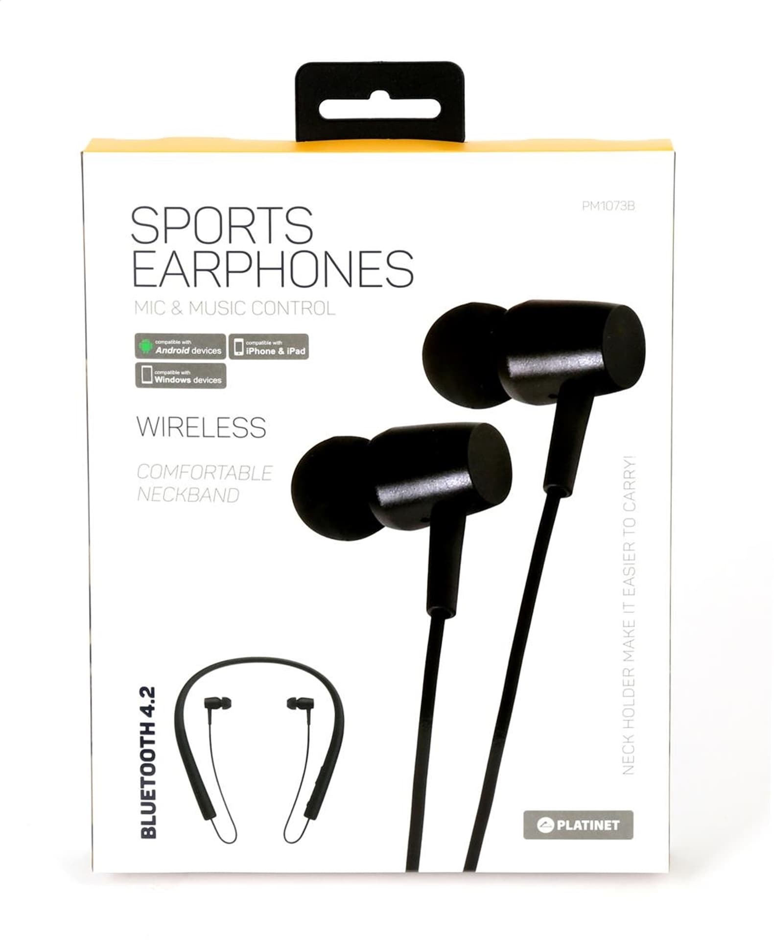 

PLATINET IN-EAR BLUETOOTH V4.2 SŁUCHAWKI DOUSZNE EARPHONES SPORT HOOP + MIC PM1073 BLACK [44476] TE