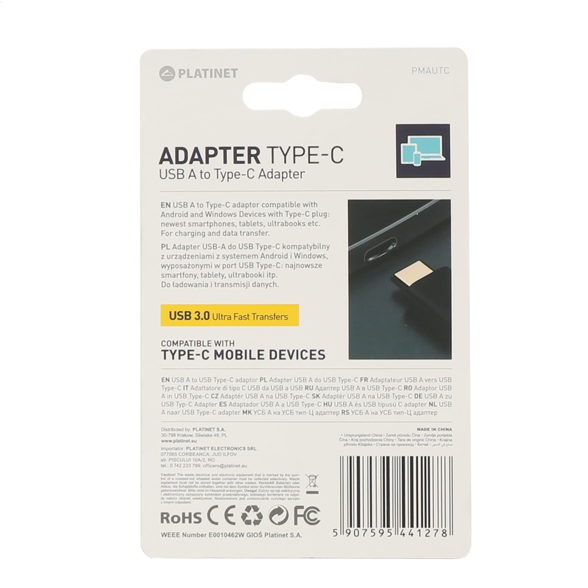 

PLATINET USB 3.0 TO TYPE-C PLUG ADAPTER [44127]