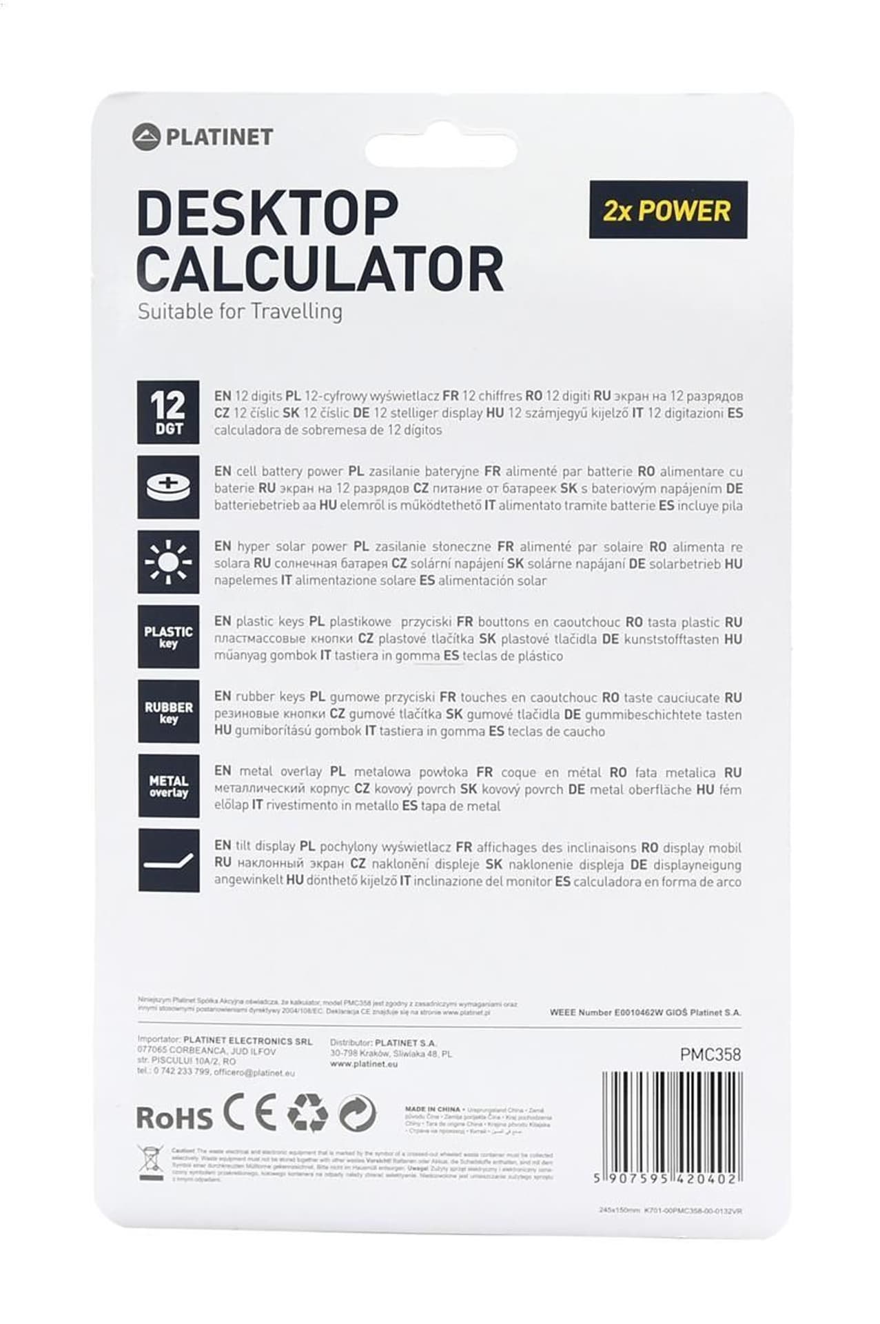 

PLATINET CALCULATOR KALKULATOR 12D POCKET [42040]