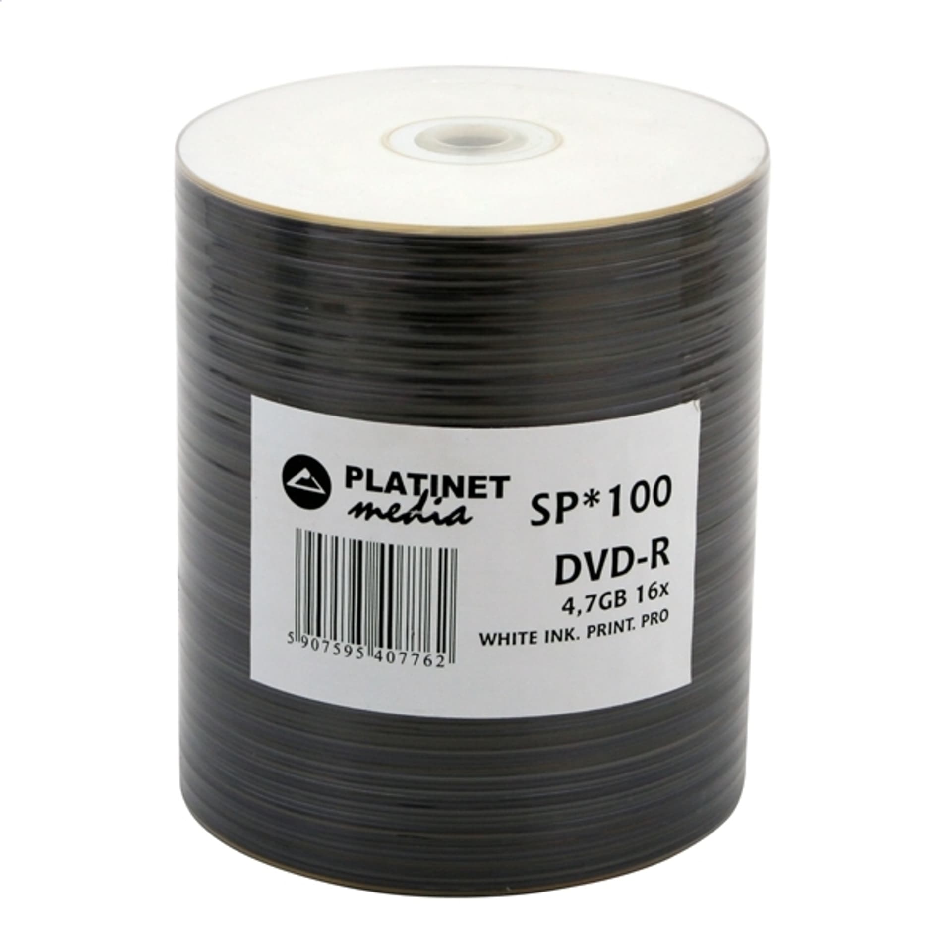 

PLATINET DVD-R 4,7GB 16X FF WHITE INKJET PRINTABLE PRO SP*100 [41012]