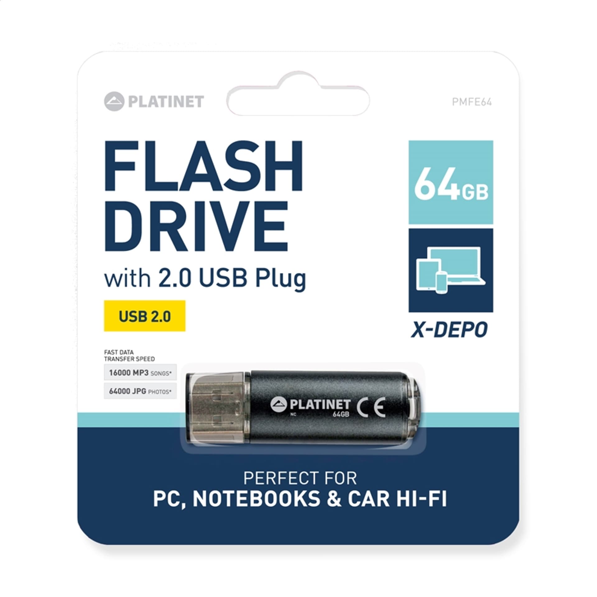 

PLATINET PENDRIVE USB 2.0 X-Depo 64GB BLACK [42117]
