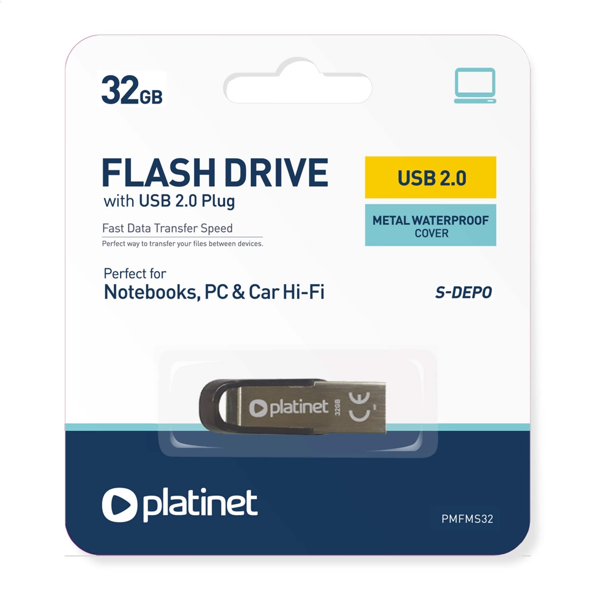 

PLATINET PENDRIVE USB 2.0 S-Depo 32GB METAL UDP WATERPROOF [44847]