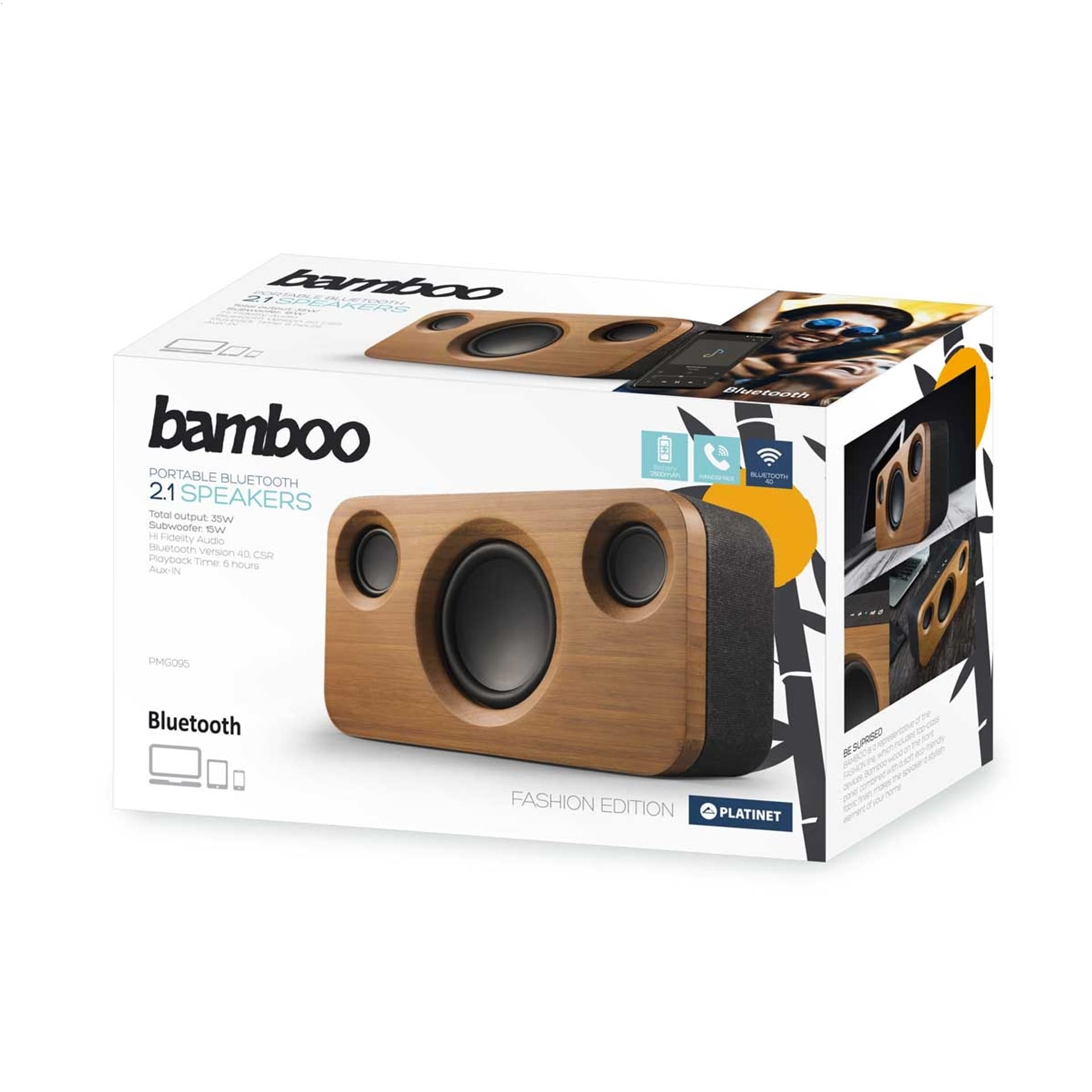 

PLATINET SPEAKER GŁOŚNIK STEREO 2.1 BLUETOOTH USB 35W BAMBOO TE [44520]