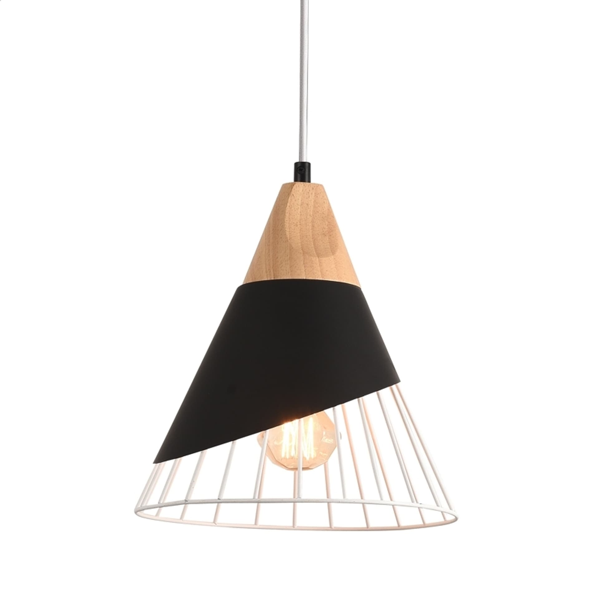 

PLATINET PENDANT LAMP LAMPA SUFITOWA IRIS P150369 E27 METAL+WOOD BLACK 25x25 [44023]