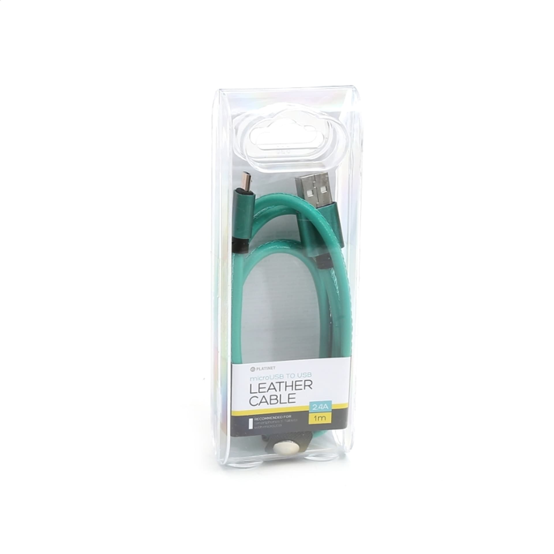 

PLATINET HERA MICRO USB TO USB LEATHER CABLE KABEL 1M 2,4A GREEN TE [43294]