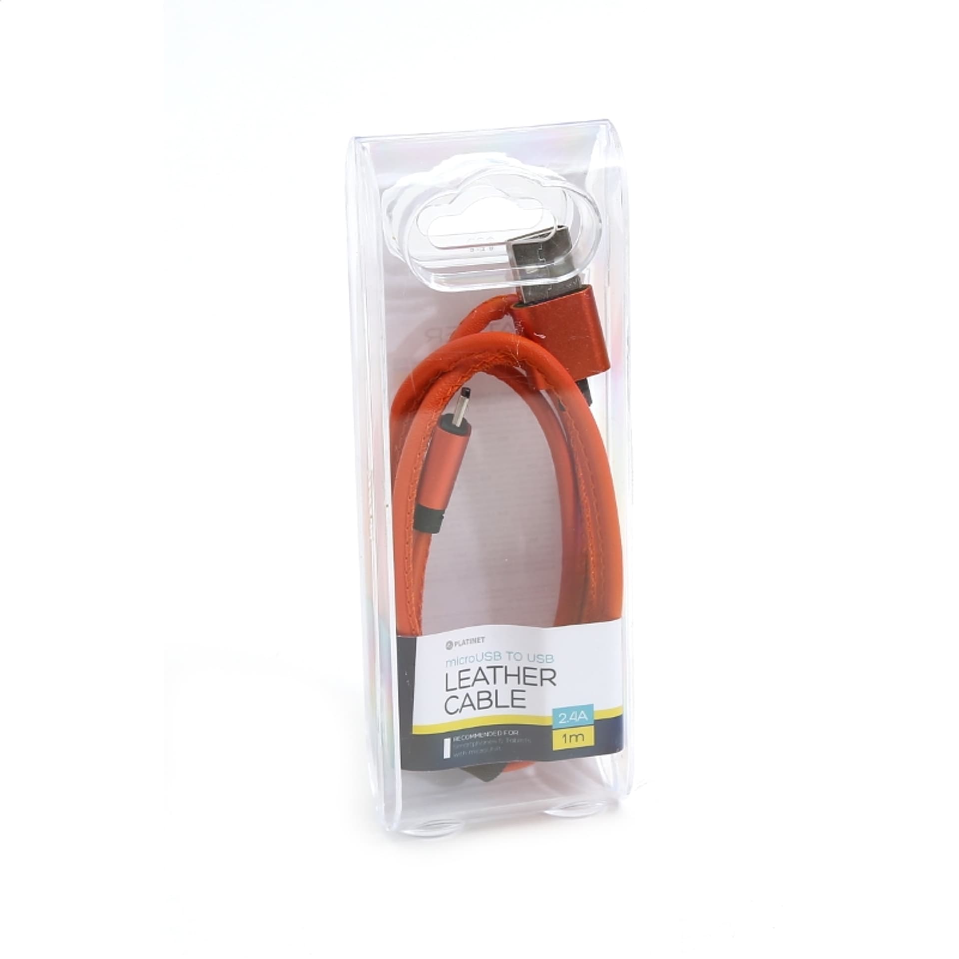 

PLATINET HERA MICRO USB TO USB LEATHER CABLE KABEL 1M 2,4A ORANGE TE [43295]
